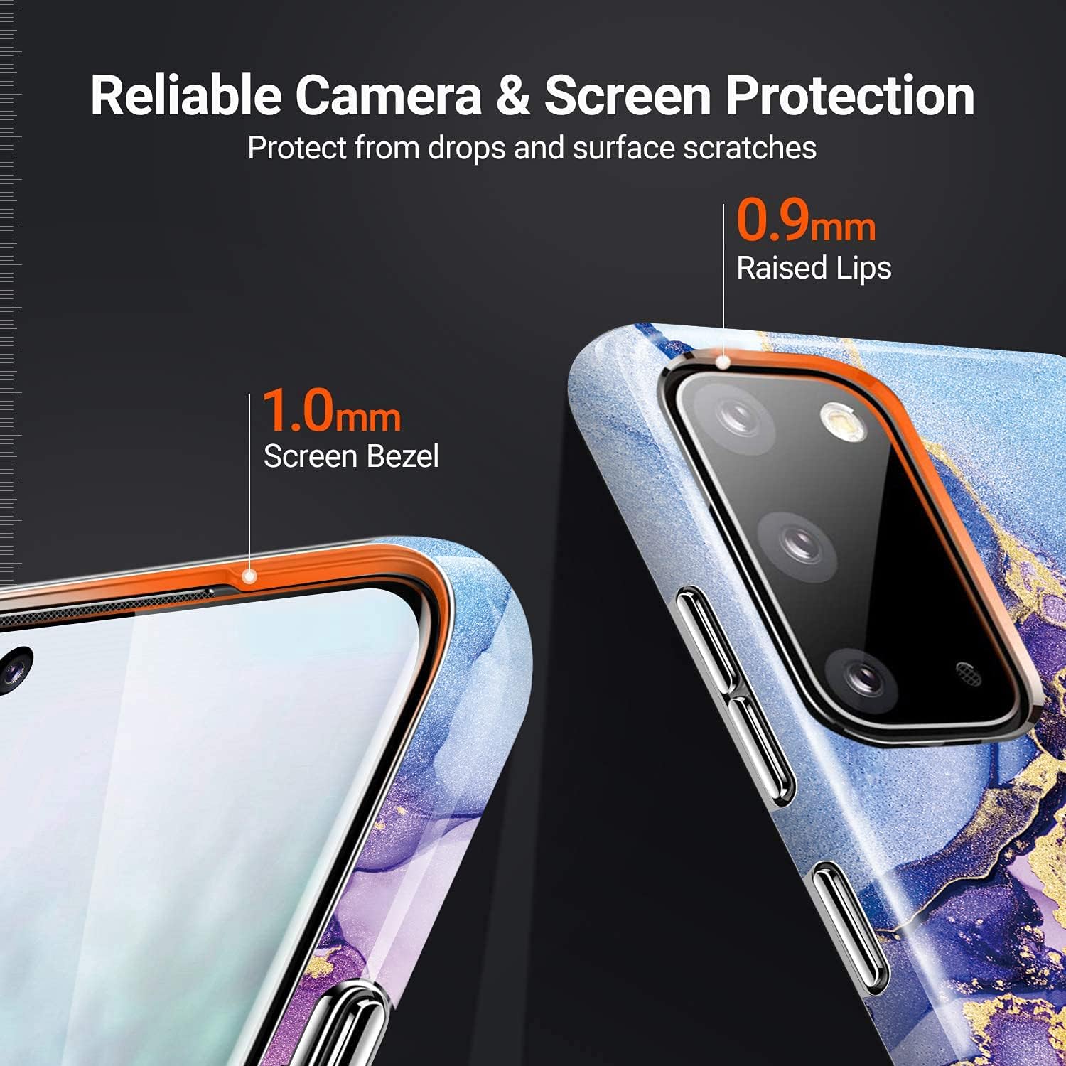 luolnh Funda para Samsung Galaxy S20, funda para Samsung S20 para niñas y mujeres, diseño de mármol brillante con purpurina dorada, a prueba de
