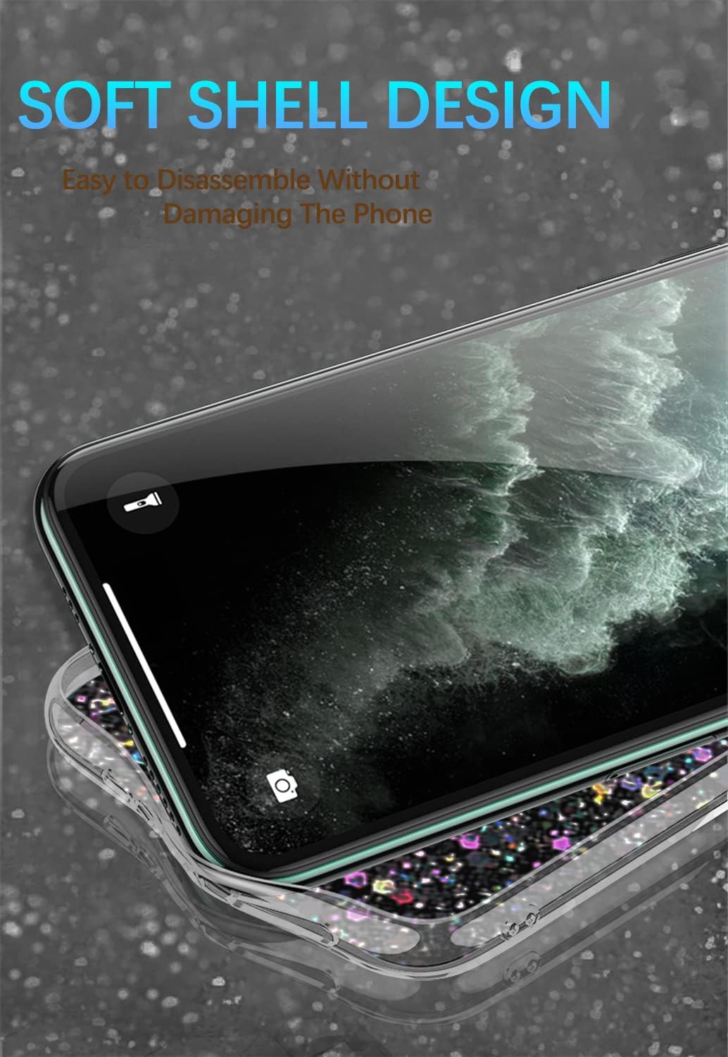 Funda compatible con Samsung Galaxy A54 con purpurina verde transparente, funda para teléfono Samsung A54 0.18 oz, funda de silicona transparente de