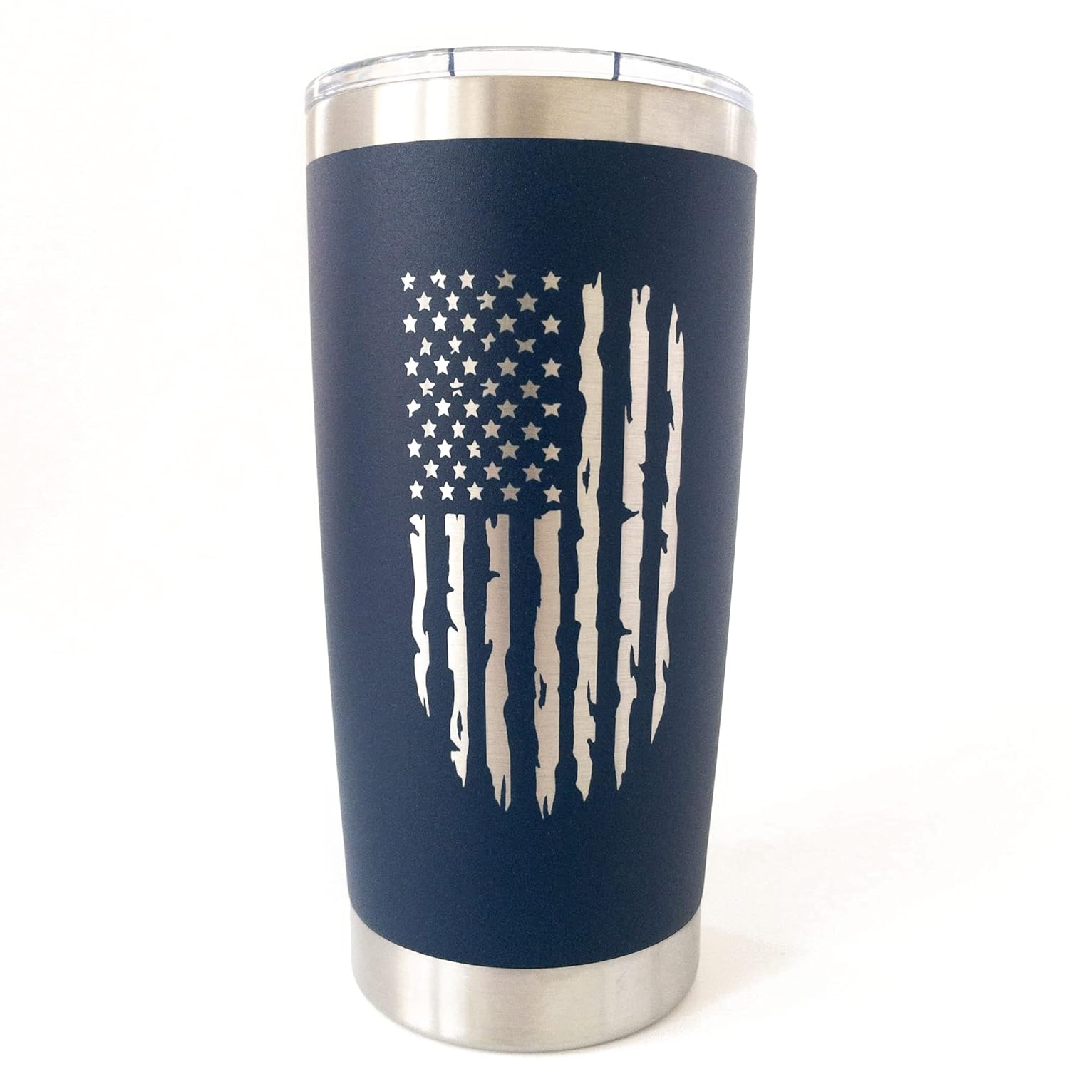 American Flag Coffee Tumbler, Patriotic Coffee Mug, Navy Blue Tumbler, Travel Coffee Mug for Men
