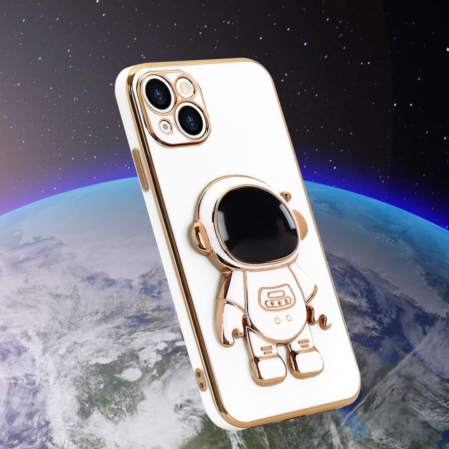 Pepmune Funda compatible con iPhone 13, diseño de soporte de astronauta en 3D, protección de cámara, a prueba de golpes, suave cubierta trasera para