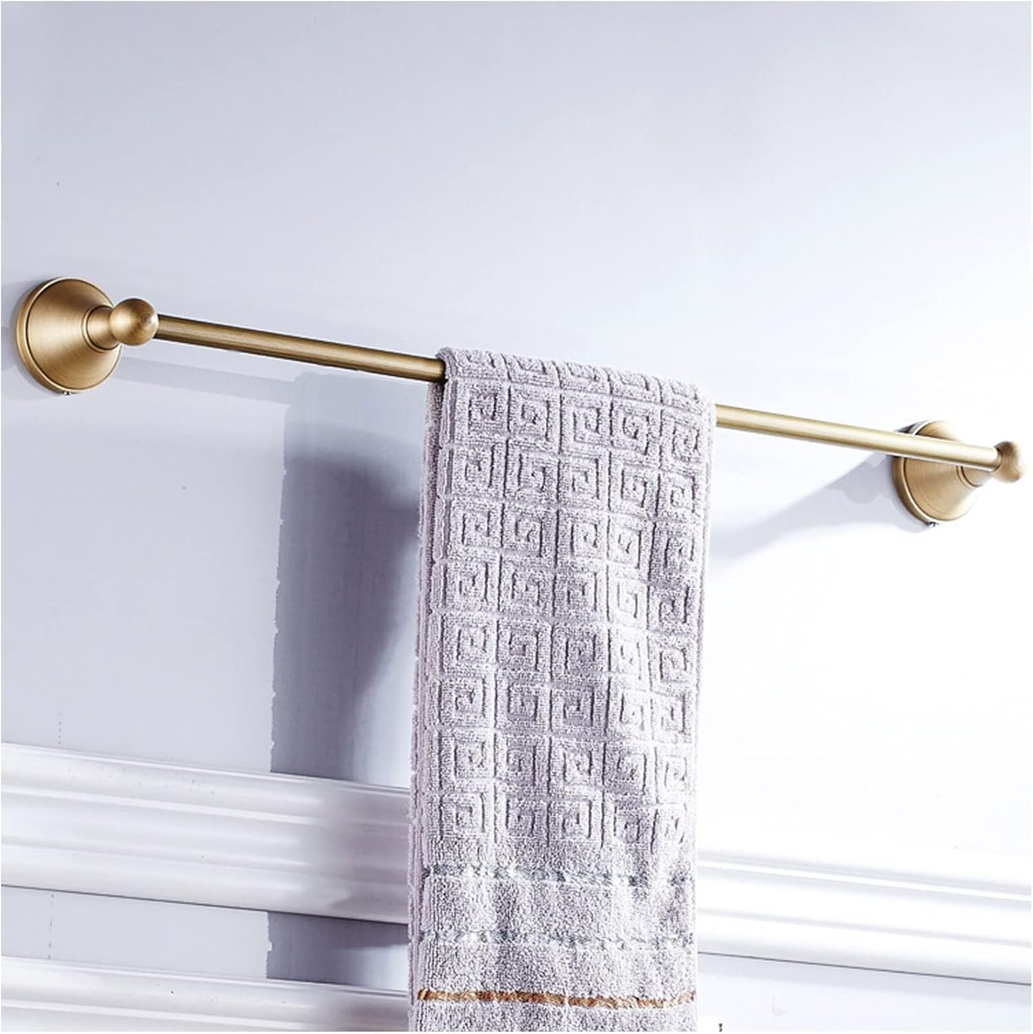 Toallero de latón antiguo, soporte para toallas de montaje en pared, toallero de latón, accesorios de baño, 24 pulgadas