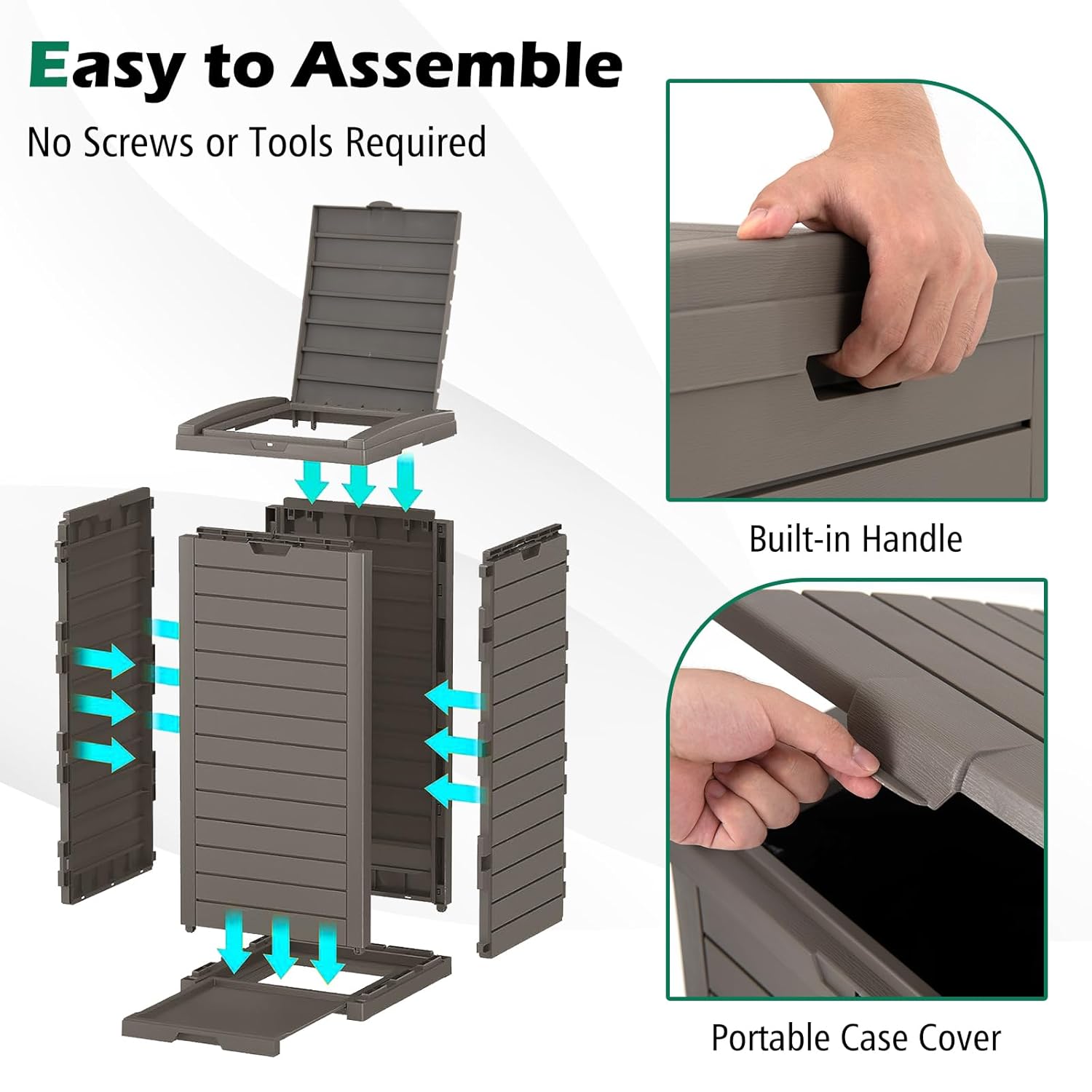 S AFSTAR Cubo de basura para exteriores de 31 galones, bote de basura impermeable con tapa y bandeja deslizable, cubo de basura grande de resina de