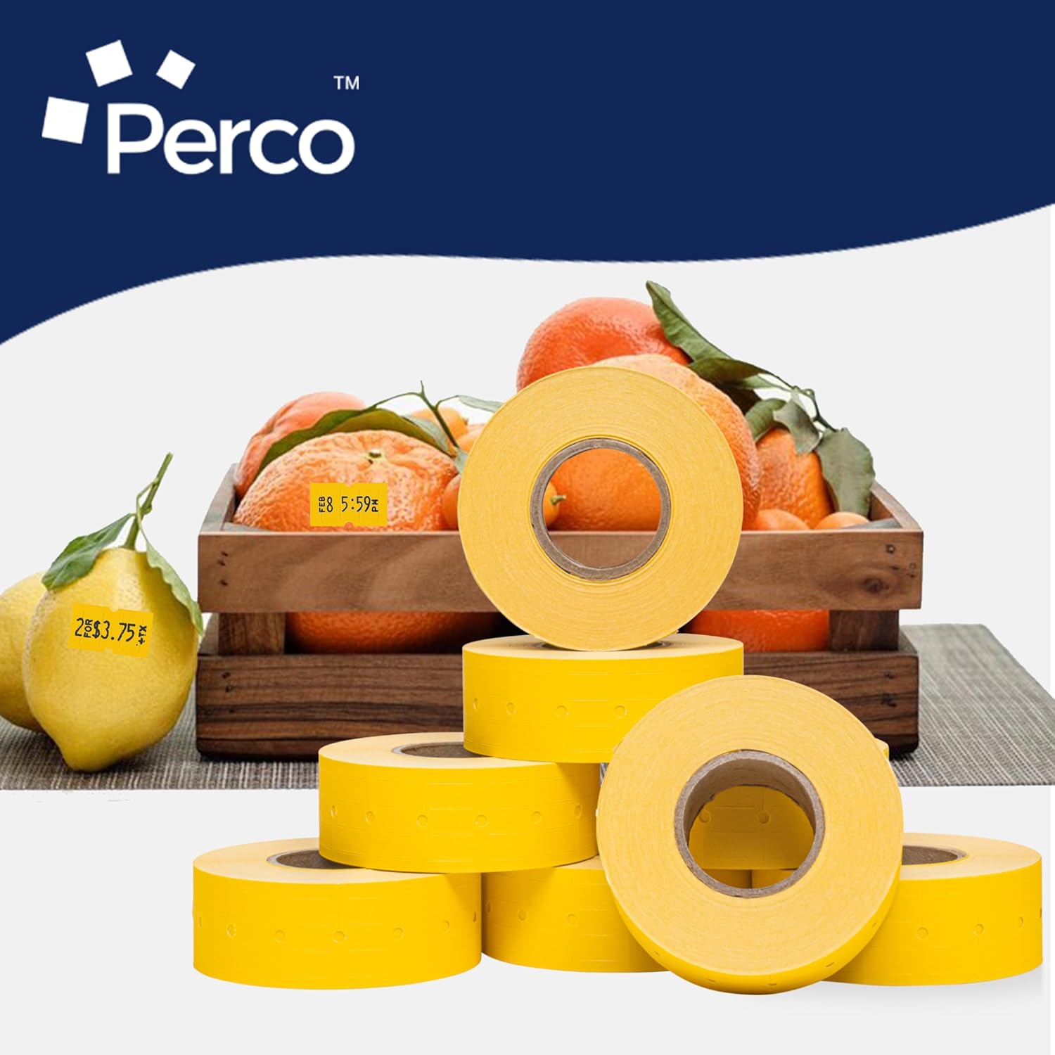 Perco Etiquetas amarillas de 1 línea  4 mangas, 32,000 etiquetas de precios en blanco para pistolas de precio y fecha de 1 línea Perco