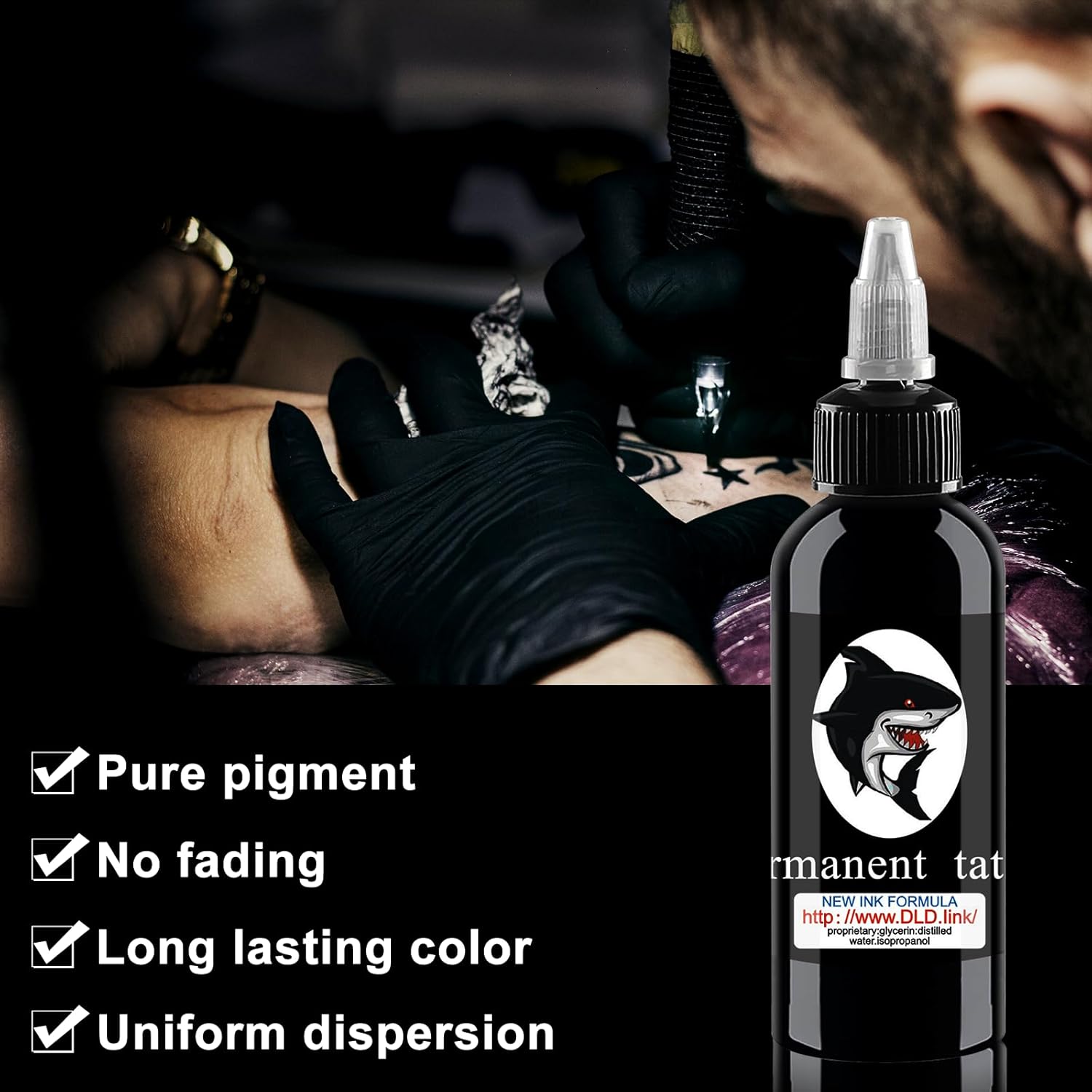 1 botella de tinta de tatuaje de 4.1 fl oz  Tinta de tatuaje opaca  Tinta negra oscura y negrita pigmentos de sombra negra  Tinta de tatuaje