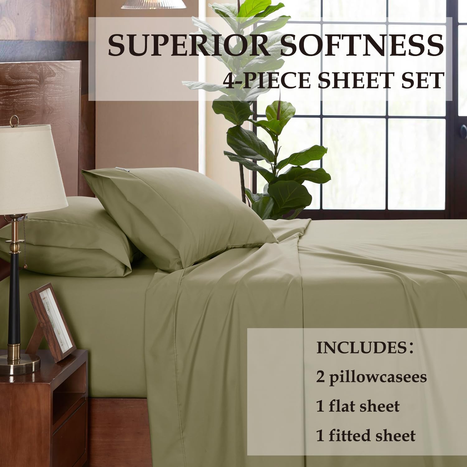 Juego de sábanas de lujo para hotel, sábanas de microfibra de 120 GSM, juego de sábanas y fundas de almohada de 16 pulgadas de profundidad de 16