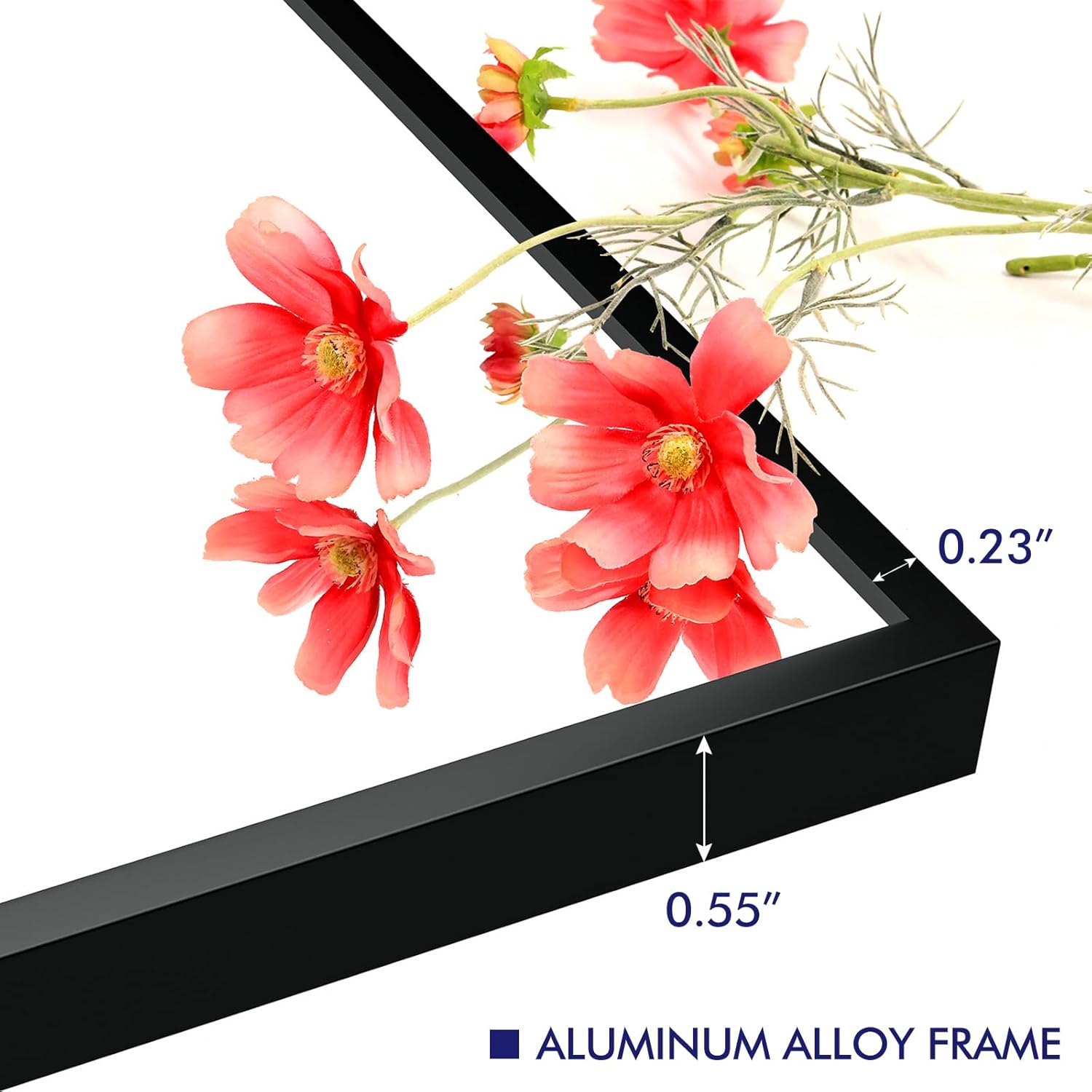 Espejo de longitud completa con soporte, espejo de 65 x 24 pulgadas, espejo de cuerpo negro con marco de aluminio, espejo de pie rectangular, espejo