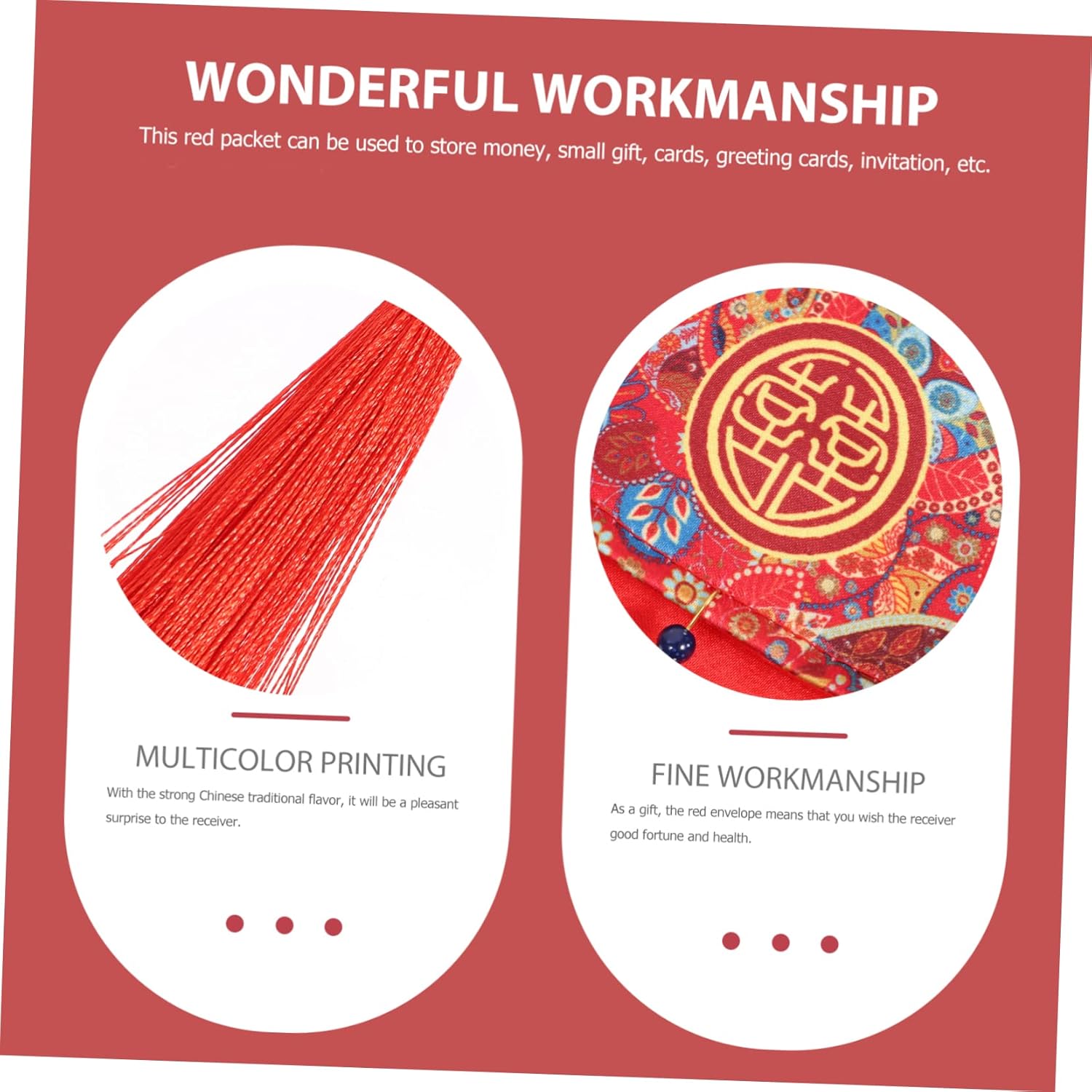 Abaodam 4pcs Gift Bag Chinese Hong Bao Silk Red Envelopes Money Wraps Sobres Para Red Money Bags Cash Pockets Decorative Envelopes Chinese Wedding