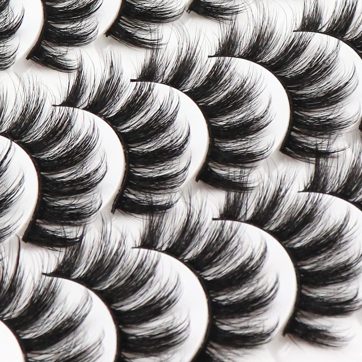Veleasha Pestañas postizas de visón sintético 3D, pestañas postizas esponjosas de aspecto natural, paquete de 14 pares de pestañas postizas de lujo