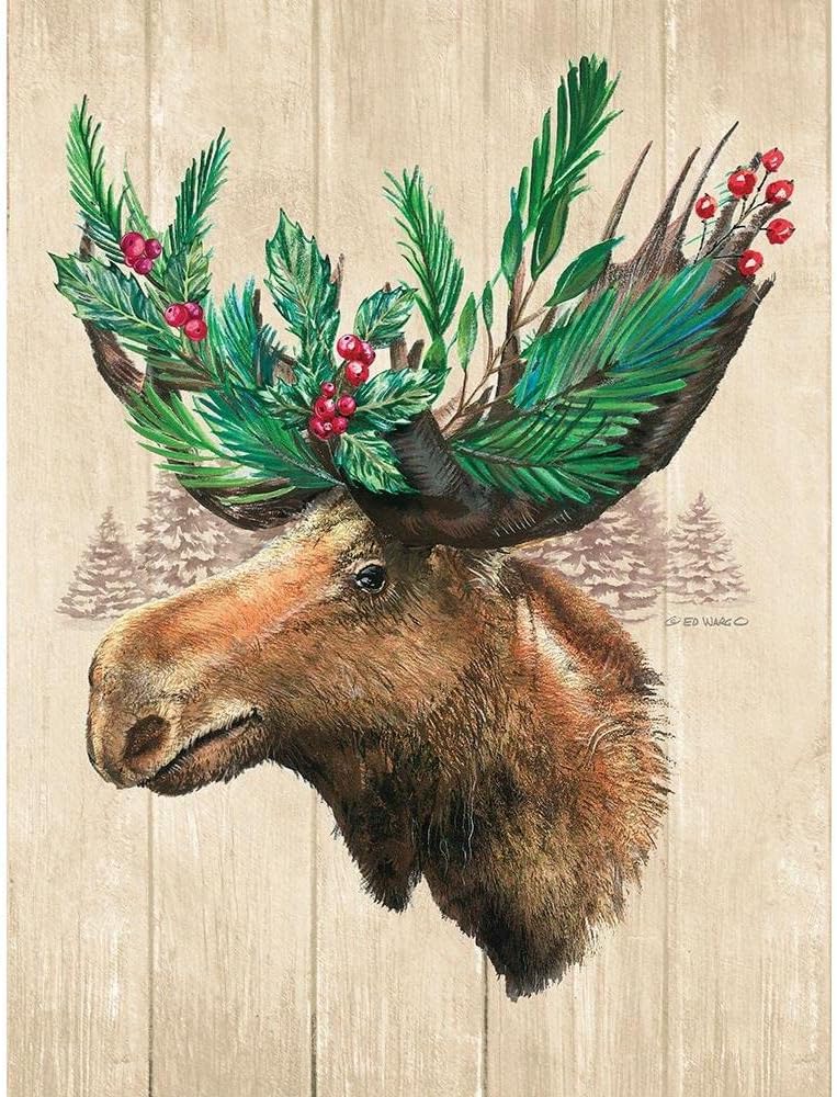 ArtDirect Holiday Moose 15×18 Gallery Wrapped Canvas Museum Art by Wargo, Ed