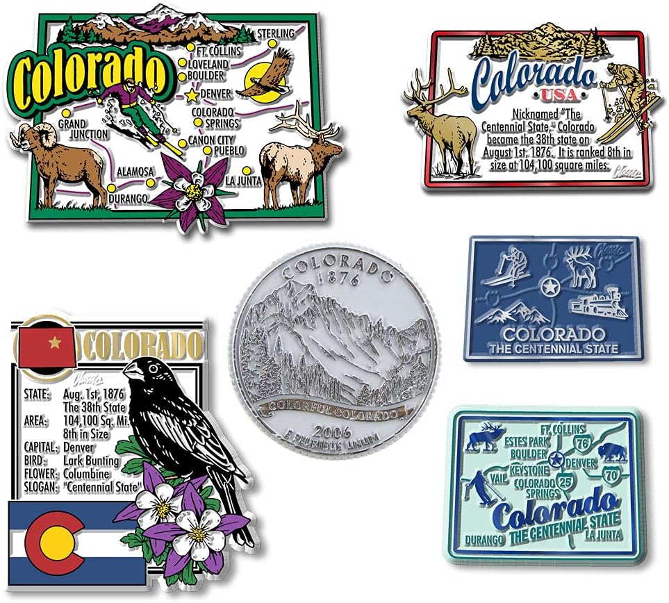Juego de imanes de estado de seis piezas de Colorado por Classic Magnets, incluye 6 diseños únicos, recuerdos coleccionables fabricados en los