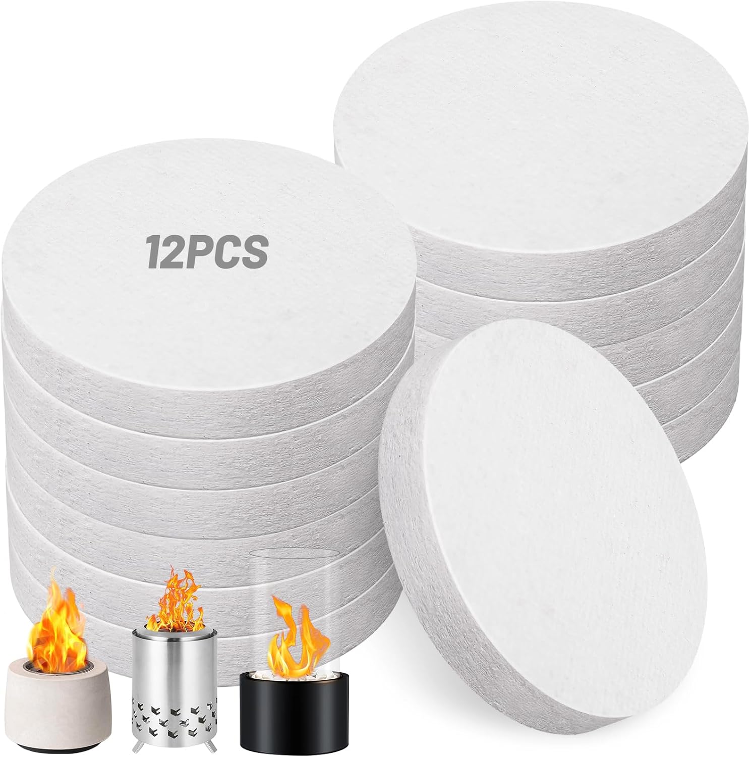 12 Pieces Circular Ceramic Wool Sponge Replacement for Tabletop Fire Pit Bowl to Extend Burning Time – Ceramic Wool Wick Insulation for Bioethanol