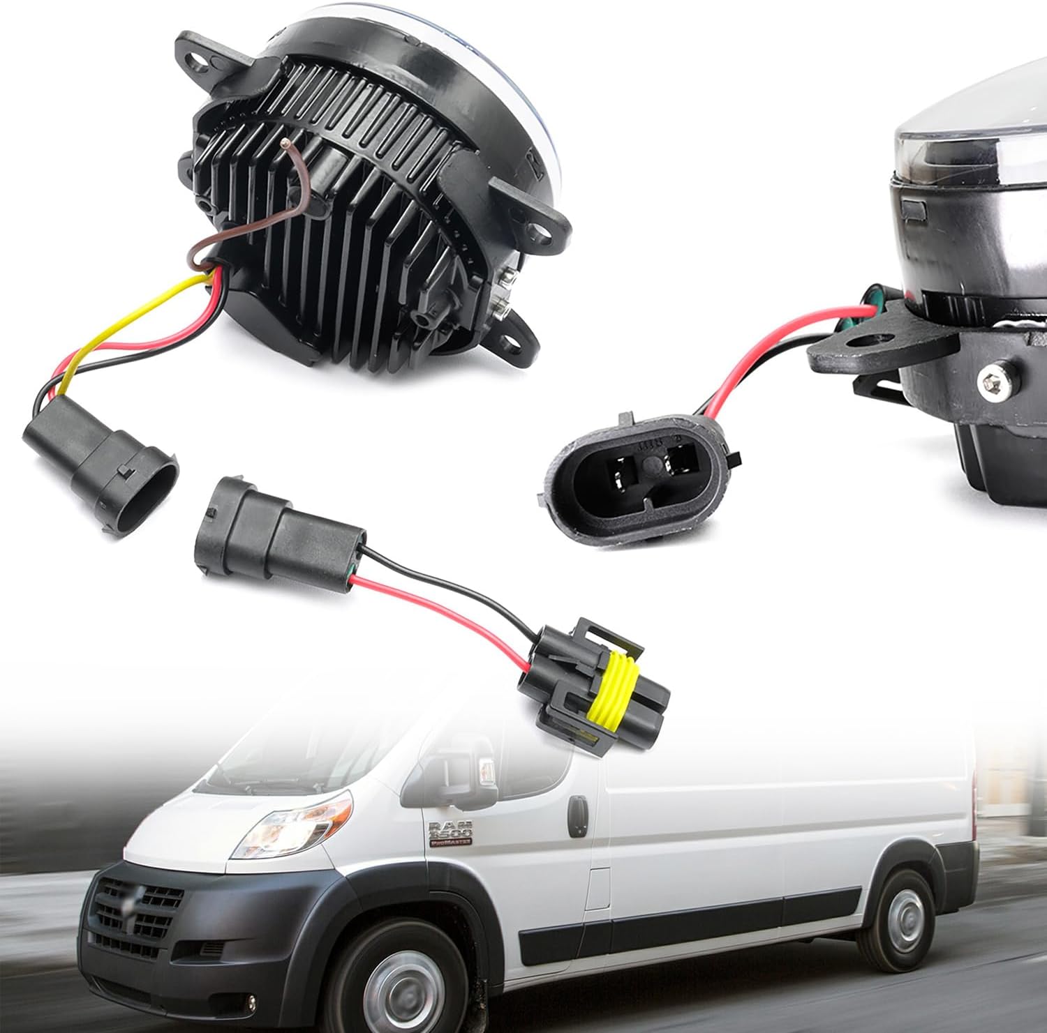 NSLUMO Conjunto de lámpara antiniebla LED de repuesto para Ram Promaster 1500 2500 3500 2014-2023 Switchback ámbar blanco DRL Lámparas de conducción