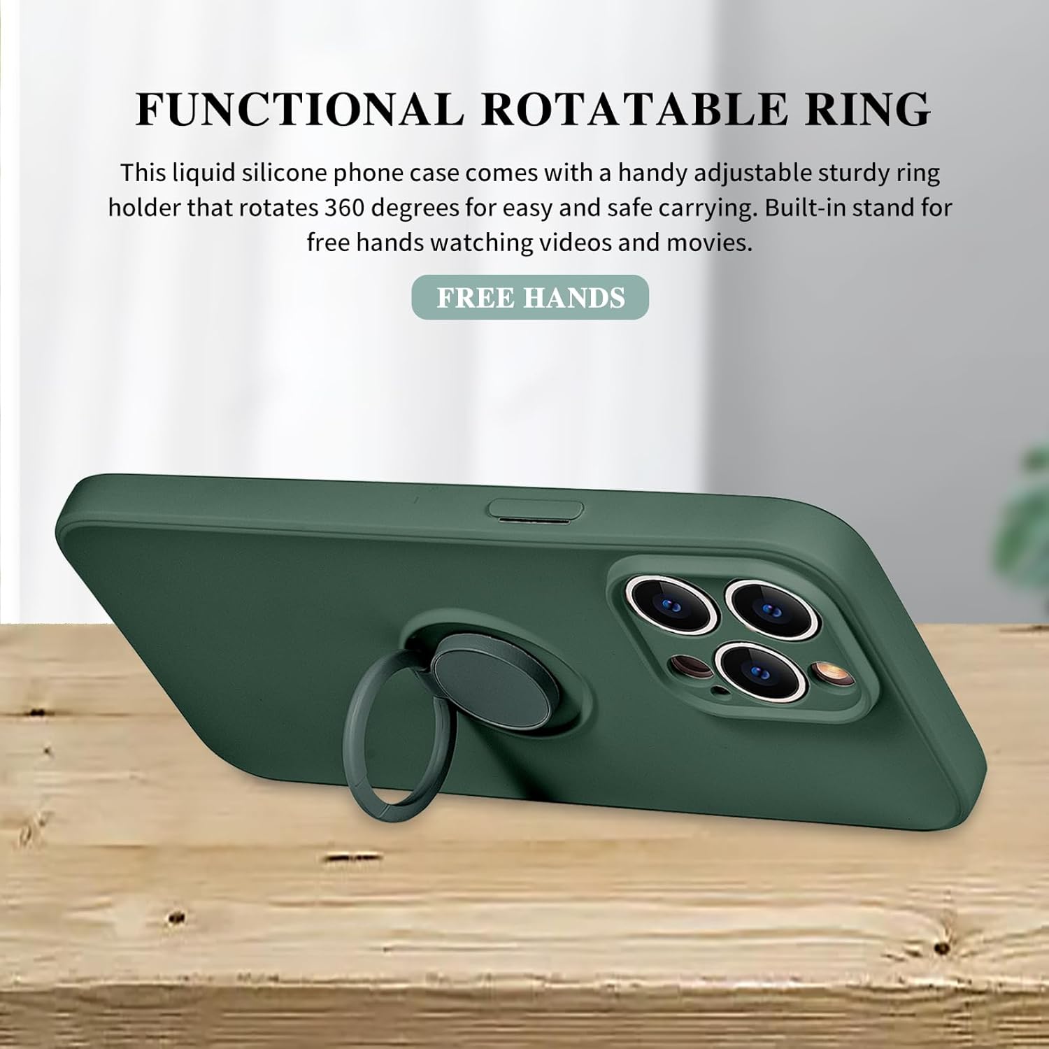 Uioeua – Funda compatible con iPhone 13 Pro Max con soporte de anillo magnético para automóvil, funda suave de microfibra de silicona líquida de