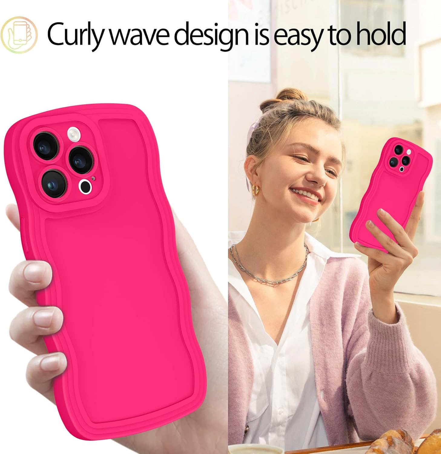 GUAGUA Funda para iPhone 13 Pro de 6.1 pulgadas, funda de teléfono para iPhone 13 Pro, bonito diseño de forma de onda rizada, suave híbrido, TPU, a
