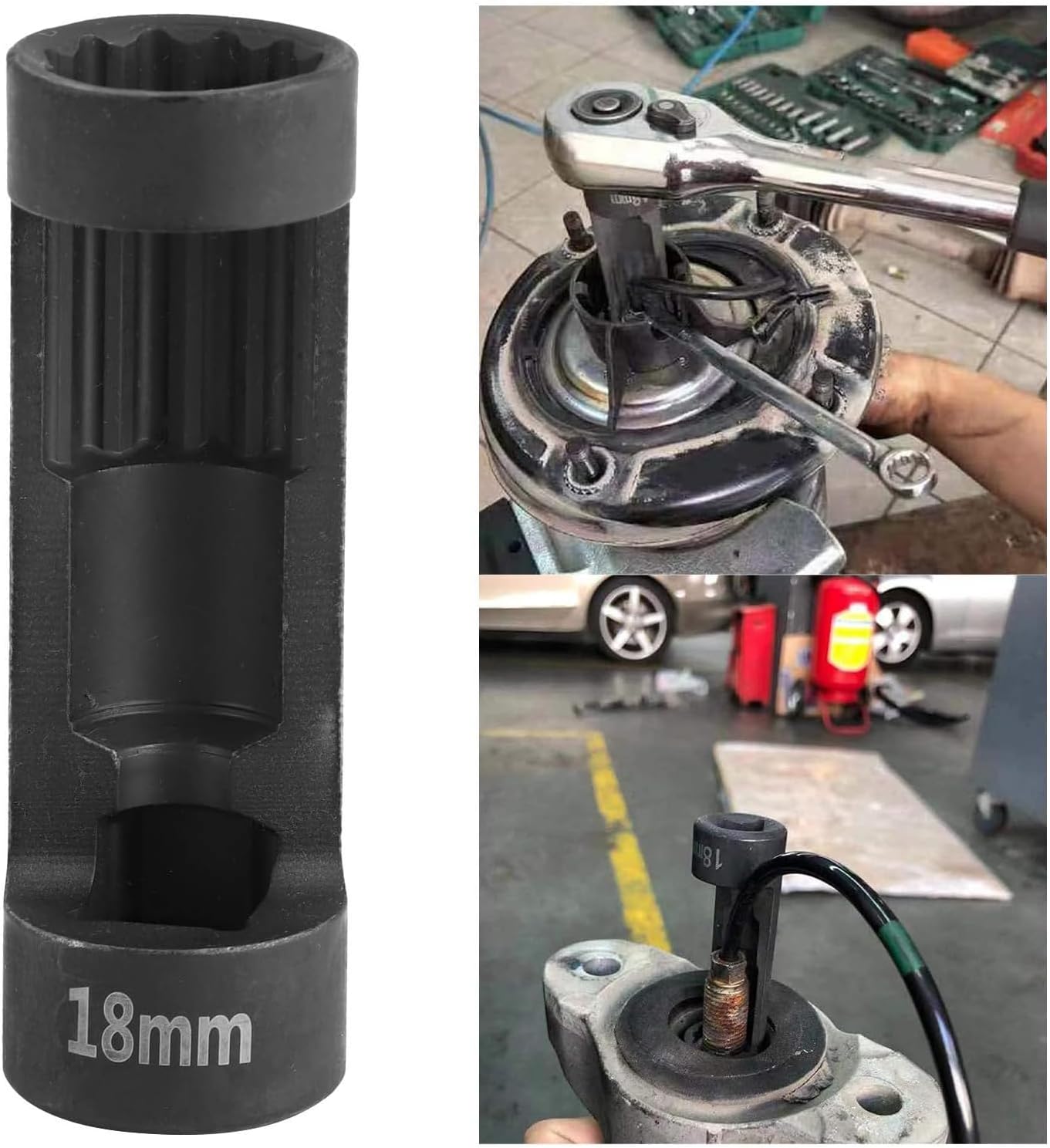Juego de 5 piezas de tuercas de puntal de 0.709 in, 0.748 in, 0.827 in, 0.866 in, 0.945 in con 12 puntos de 12 pulgadas, herramienta de enchufe de