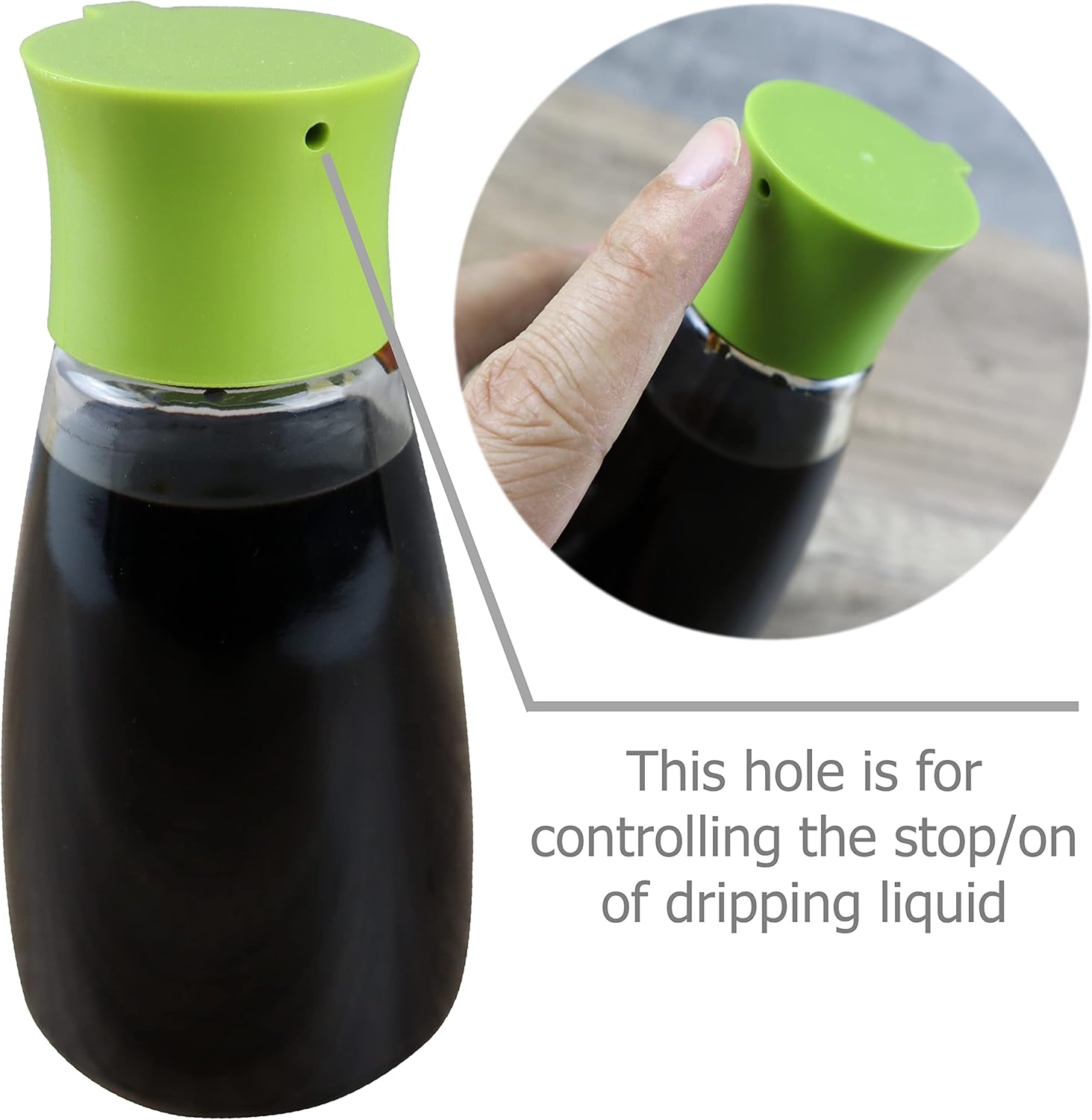Juego de 2 botellas de vidrio dispensadoras para salsa de soja y vinagre de aceite de oliva, adecuado para cocina, barbacoa, uso