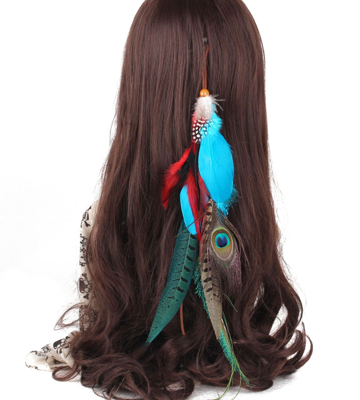 Suoirblss 1 pieza de extensiones de cabello hippie boho hechas a mano con clip de plumas peine horquilla tocado accesorios de bricolaje para mujeres
