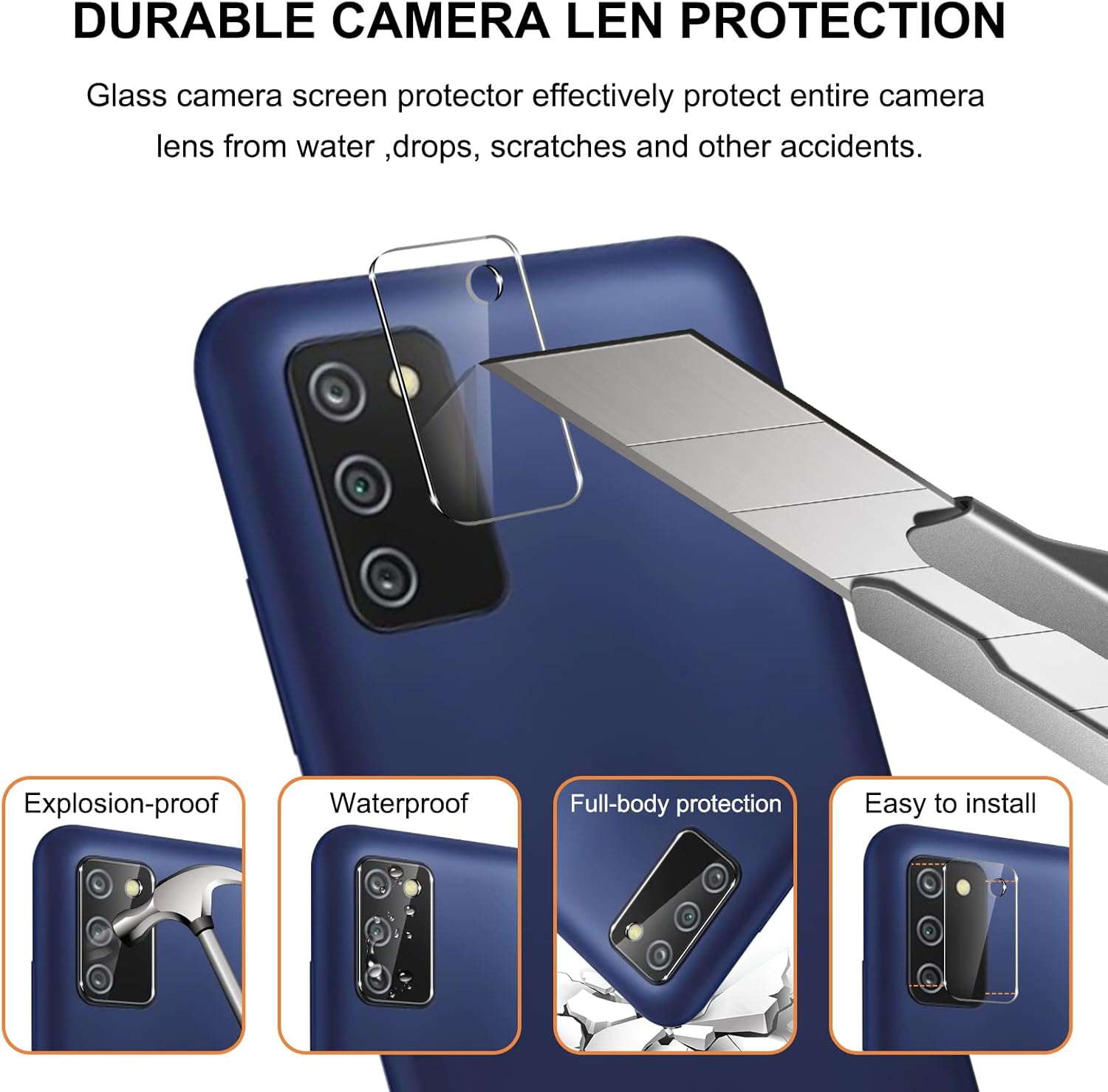 2+2 Pack Privacy Screen Protector for Samsung Galaxy A03SA02S with Camera Lens Protector, Anti-Spy Screen Protector Tempered Glass 9H Hardness