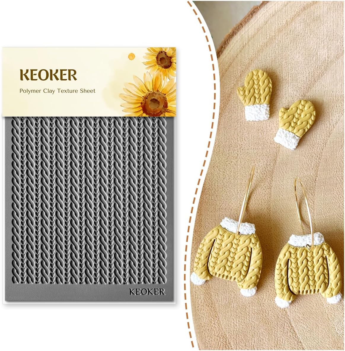 Keoker Hoja de textura de arcilla polimérica para Navidad, tapete de textura de arcilla navideña para hacer aretes, joyas, herramientas de aretes de