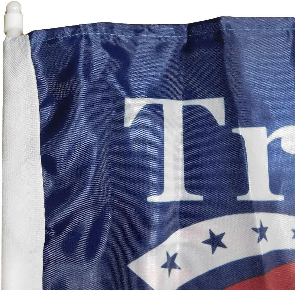 Paquete de 12 banderas de nailon 150D de doble cara para el presidente Trump 2024 de 12 x 18 pulgadas