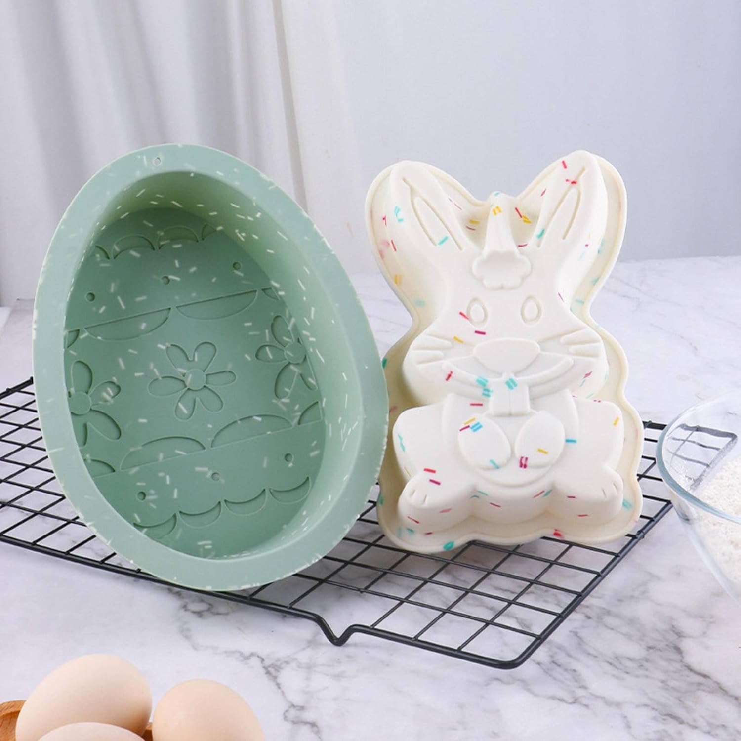 Moldes de silicona para conejito de Pascua, moldes de chocolate de Pascua, moldes de chocolate de conejo de Pascua, moldes de silicona grandes para
