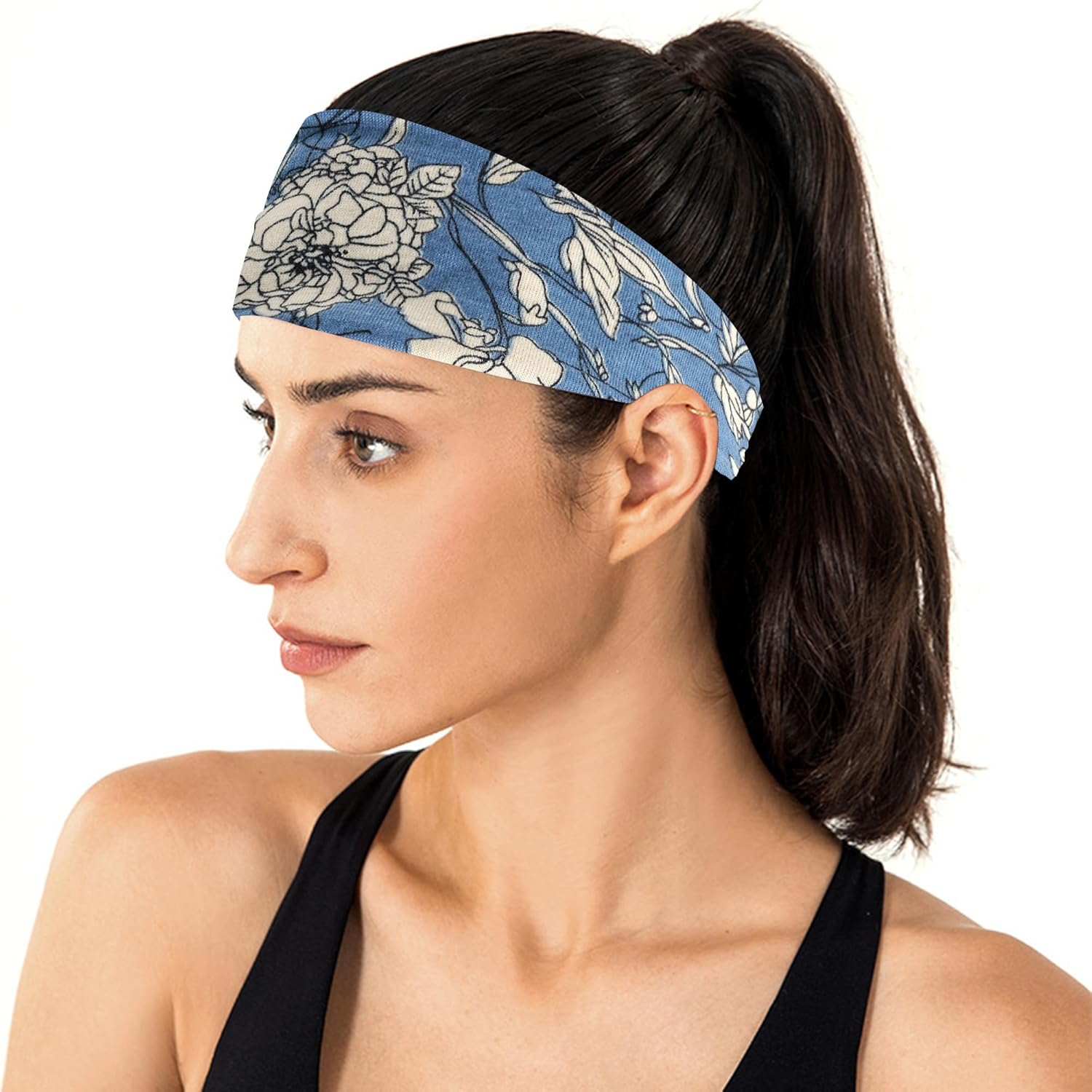 Diademas bohemias a la moda, bandas antideslizantes para el cabello, con estampado floral, turbante, de tela suave, bandas para el sudor, yoga,