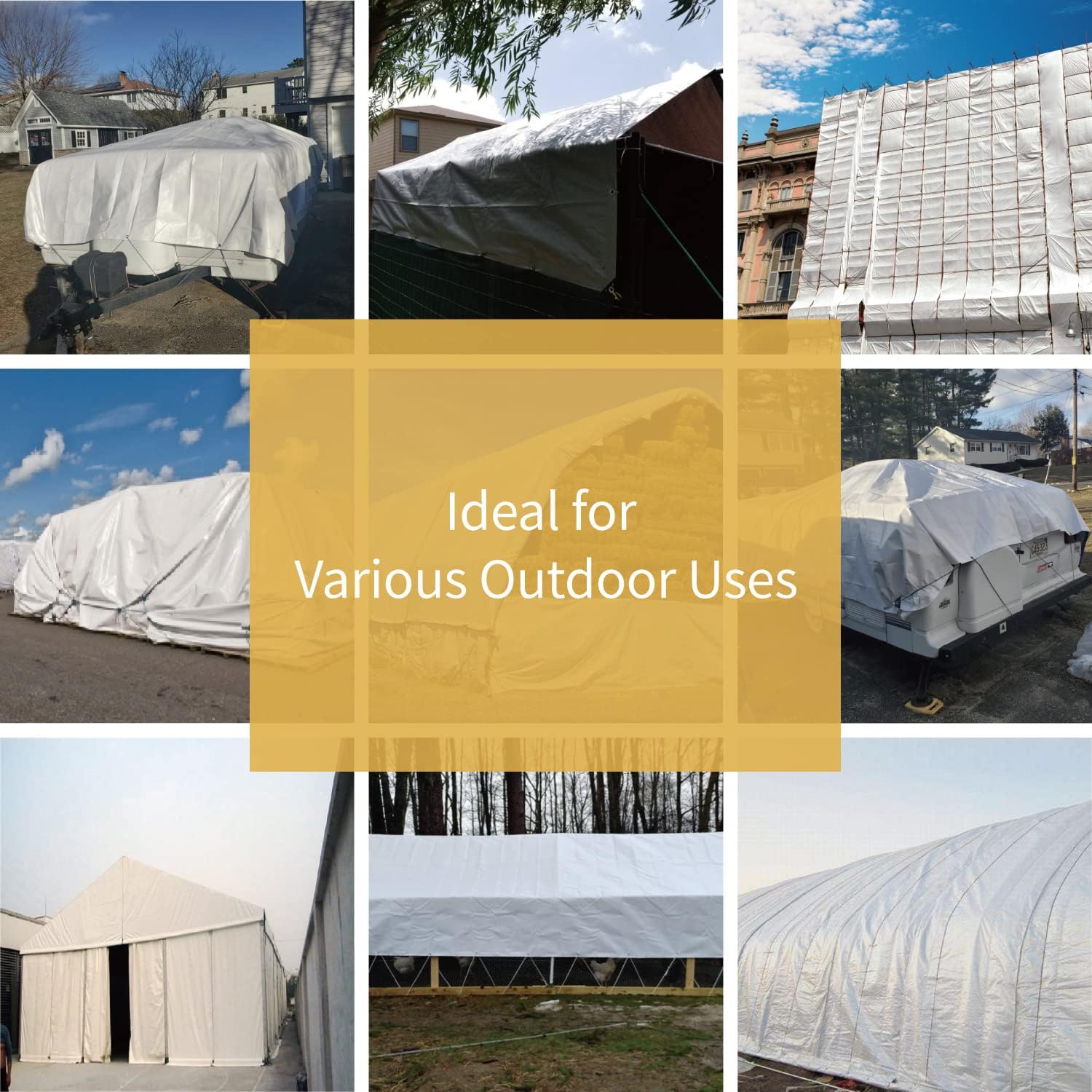 GUARD SHIELD – Lona blanca impermeable de 10 x 16 pies, cubierta de lona de polietileno, multiusos, de resistencia media, de 7 mil