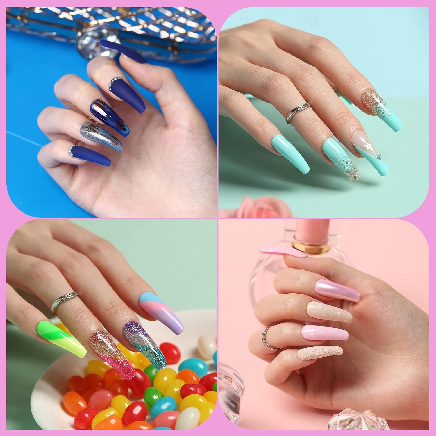 Artdone 500 puntas de uñas postizas XL largas de acrílico transparente de media cubierta larga para extensión de uñas, salones de uñas y kit de