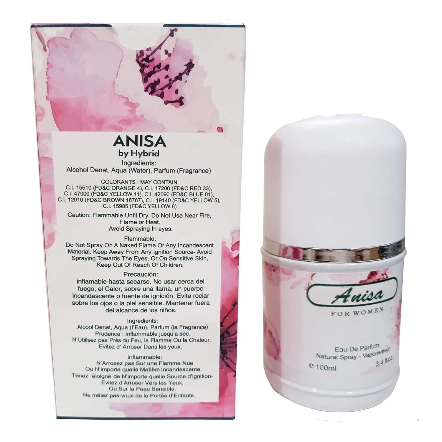 Hybrid & Company Fragancia Anisa para mujer, Eau De Parfum Natural Spray Aroma Floral Fresco, 3.4 Fl Oz