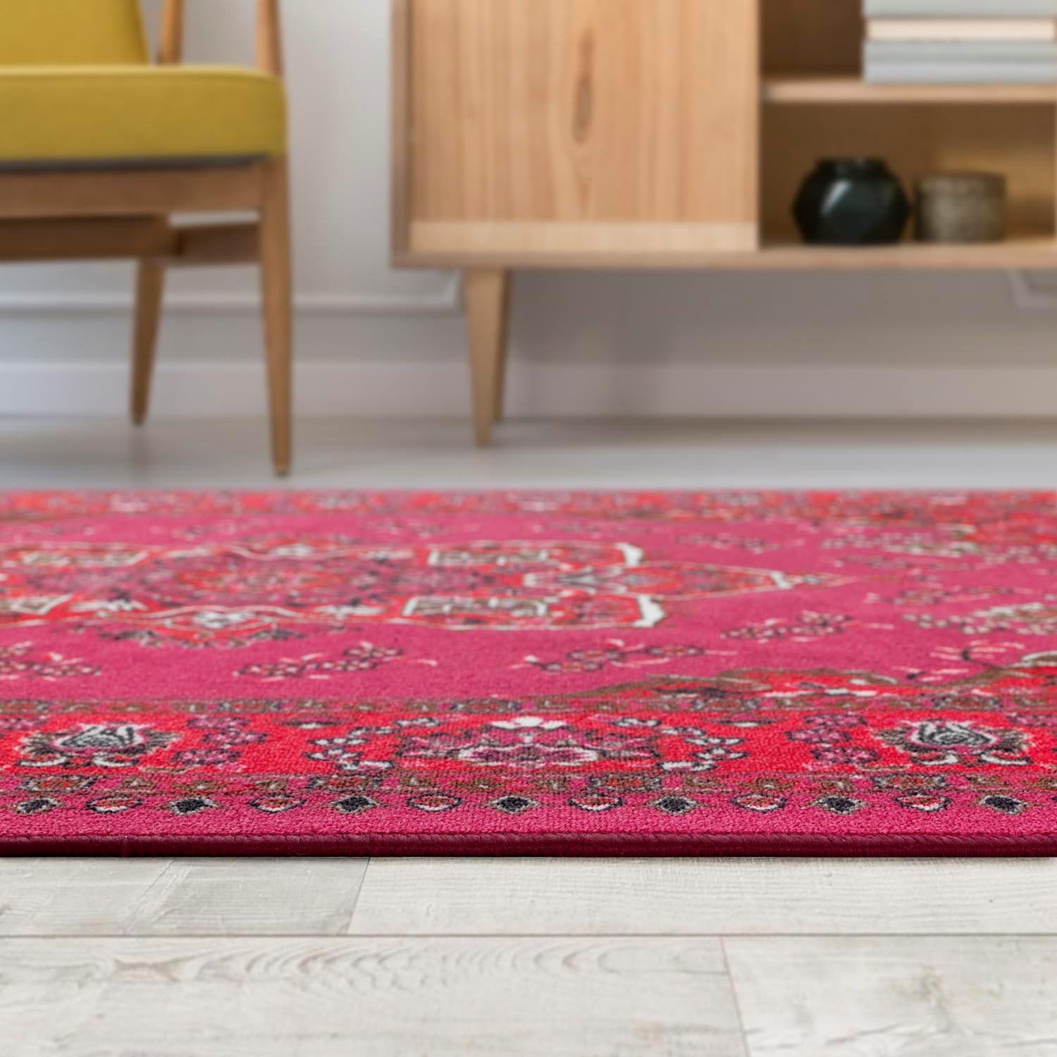 Antep Rugs Alfombras Oriental – Alfombras tradicionales de 5 x 7 pies (antideslizante) de bajo perfil con parte trasera de goma para interiores