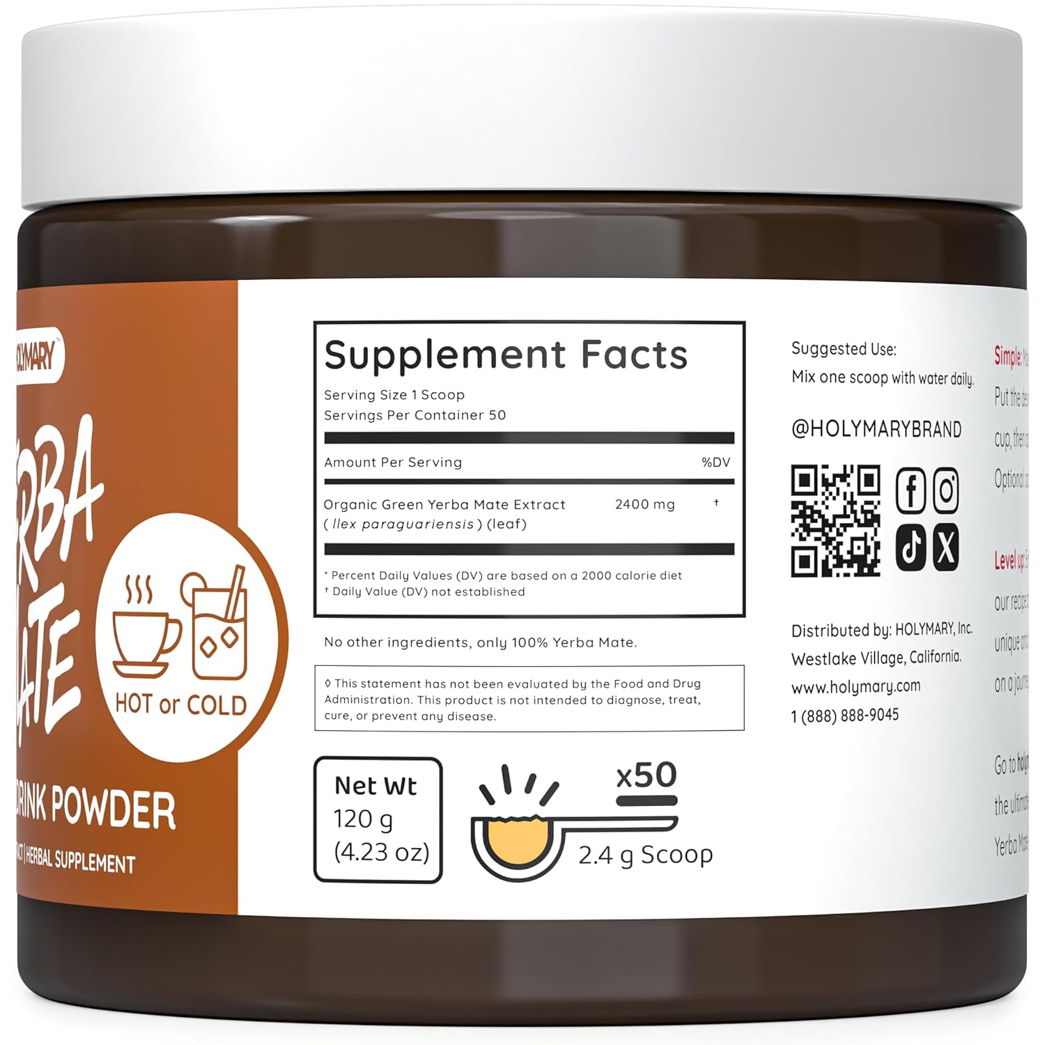 Mezcla de bebida instantánea de yerba mate, 100% pura y natural, extracto de té orgánico sin aditivos por HOLYMARY