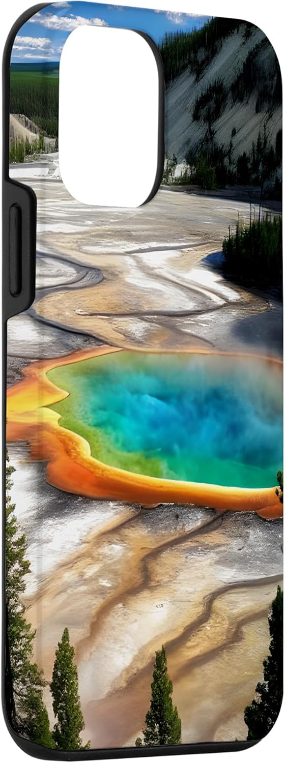 Funda de vacaciones de verano para iPhone 12 mini Yellowstone National Park Rainbow geysers