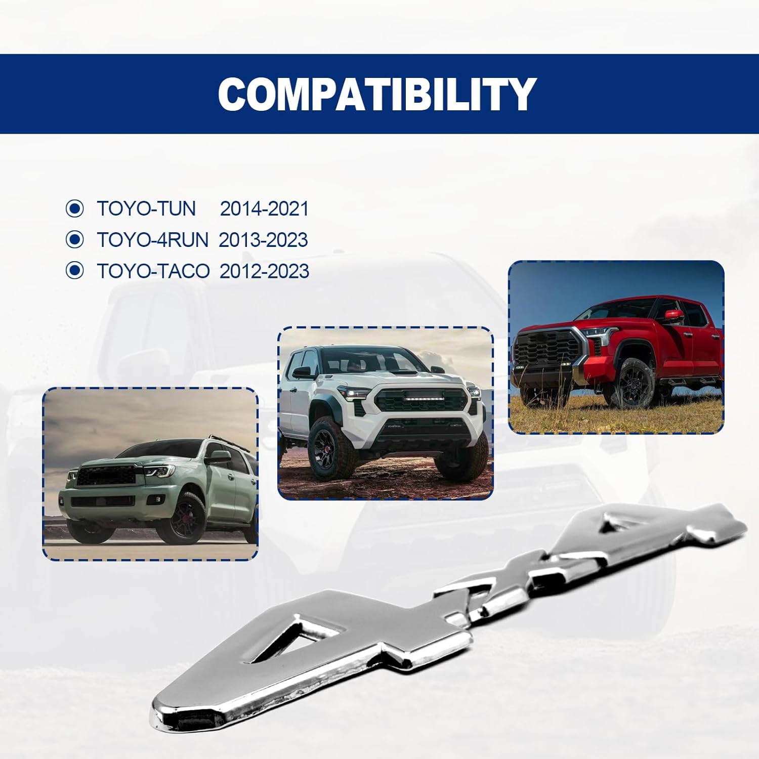 Insignia universal de 4 x 4 con logotipo 3D, repuesto de adhesivo de cobertura completa compatible con Toyota 4Run, Tac, modelo Tun SUV, camioneta,