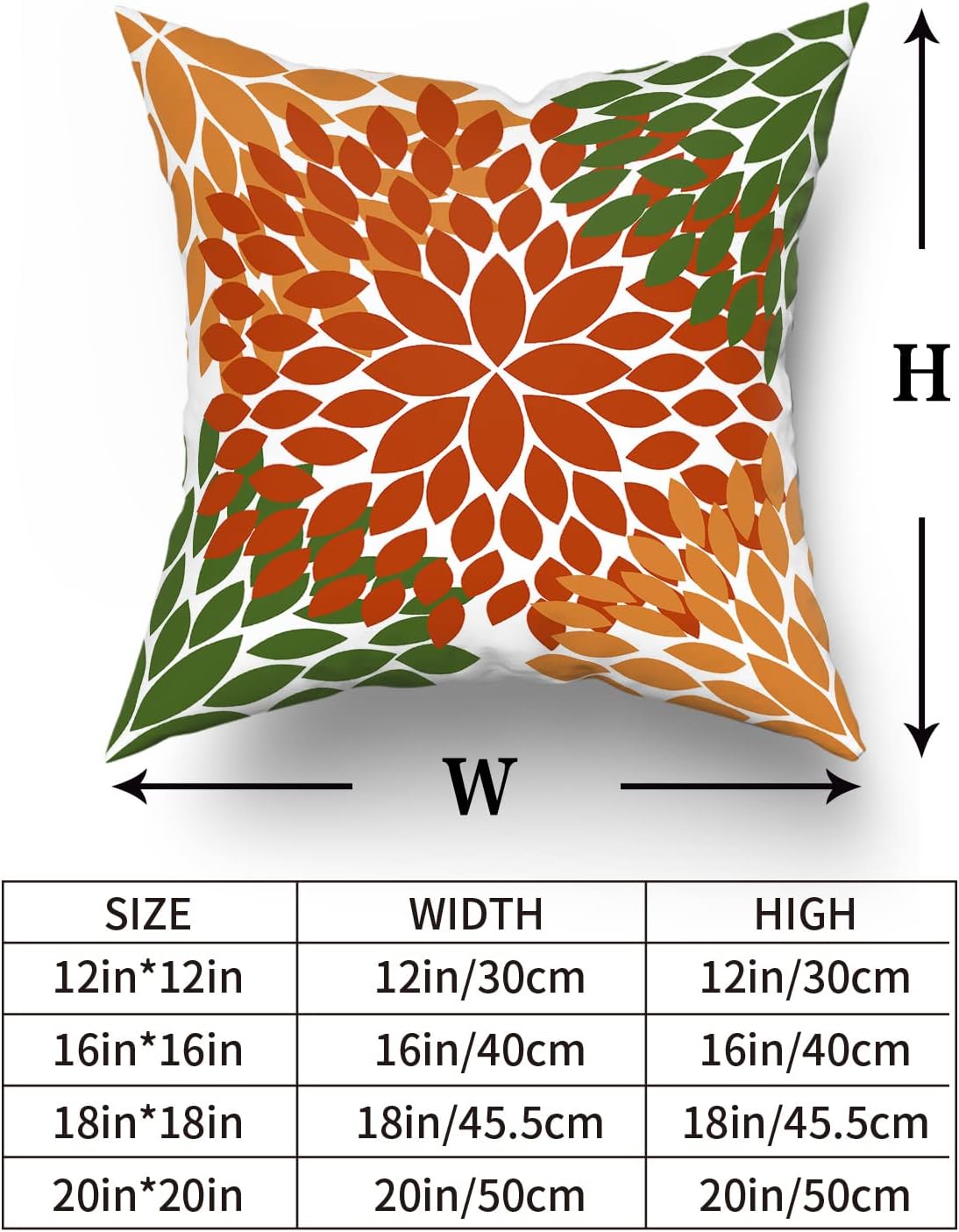 Juego de 2 fundas de almohada de color verde salvia naranja de 18 x 18 pulgadas, flores de dalias, decoración de otoño, Acción de Gracias, otoño,