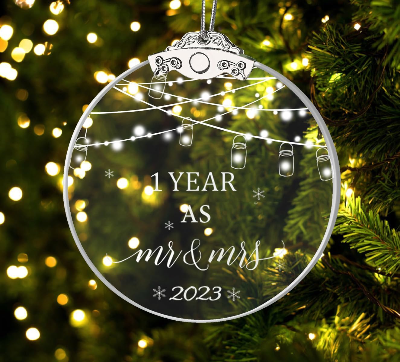 Adornos de aniversario de 1 año para parejas, primer regalo de boda para marido y esposa, adornos de cristal de 3 pulgadas, recuerdo de aniversario