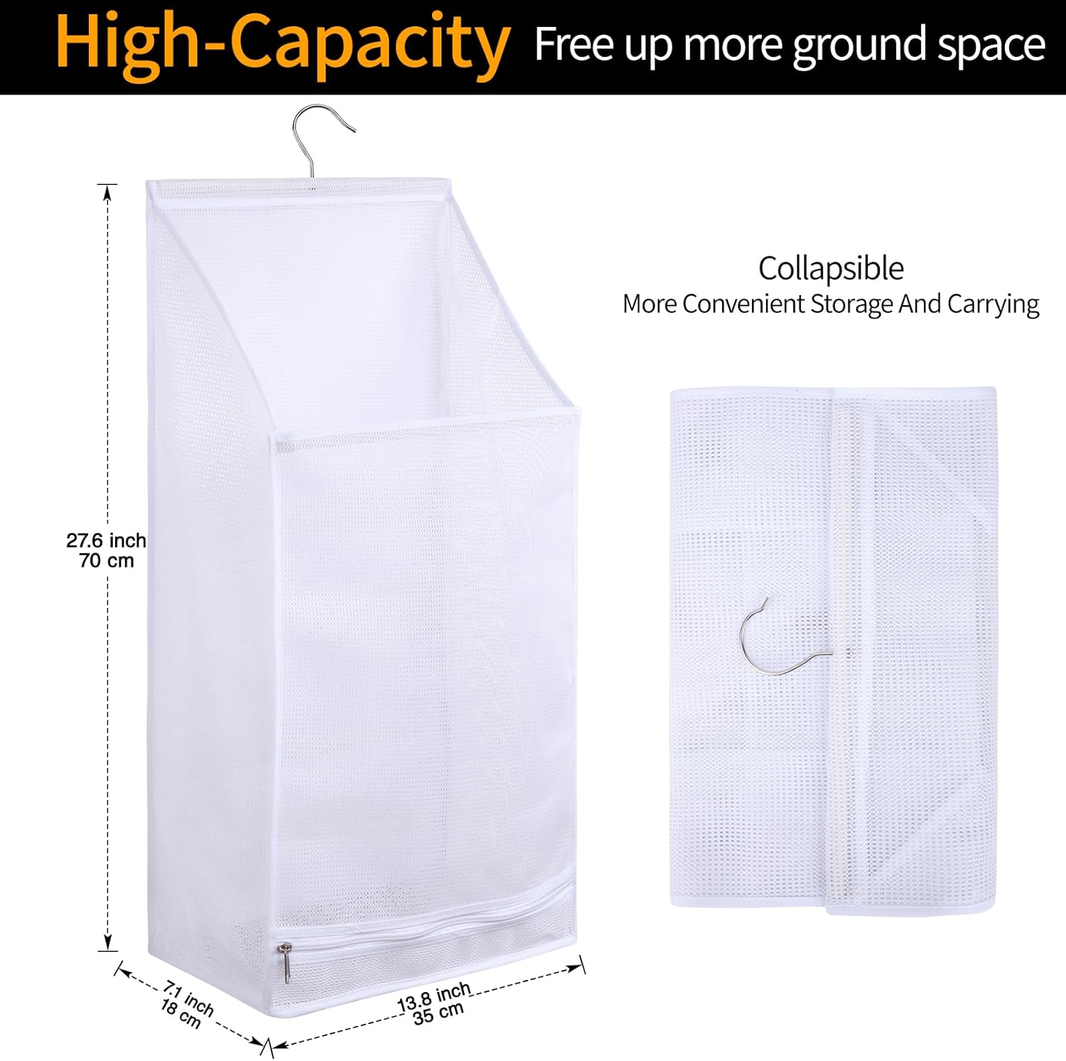 Bolsas de lavandería plegables de malla transpirable para colgar, secado rápido, portátil, ahorro de espacio, cesta de lavandería para dormitorio,