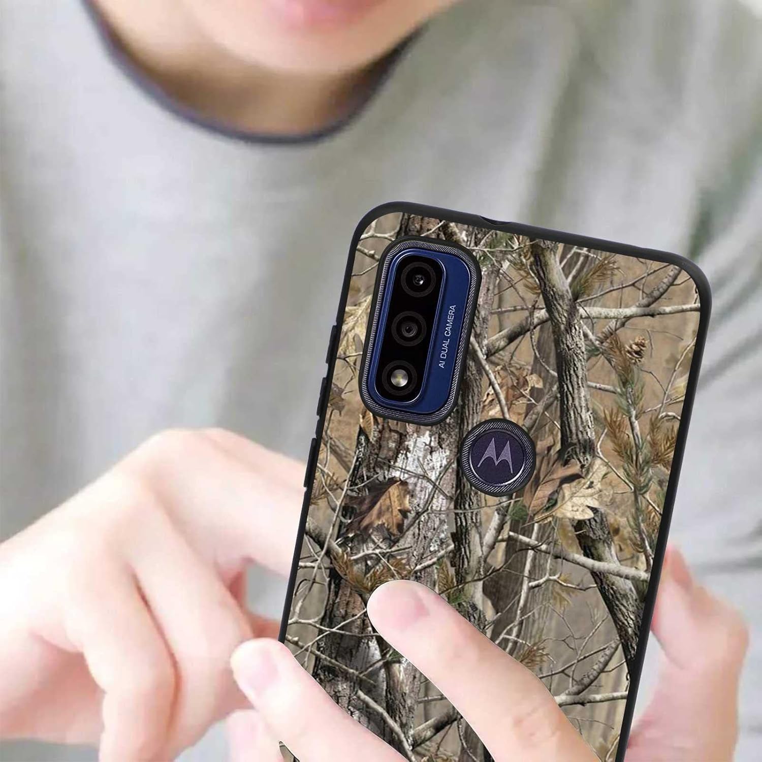 Compatible con Motorola Moto G Pure Camouflage Case, diseño de camuflaje de grano de madera vieja para moto, mujeres y hombres, funda protectora a
