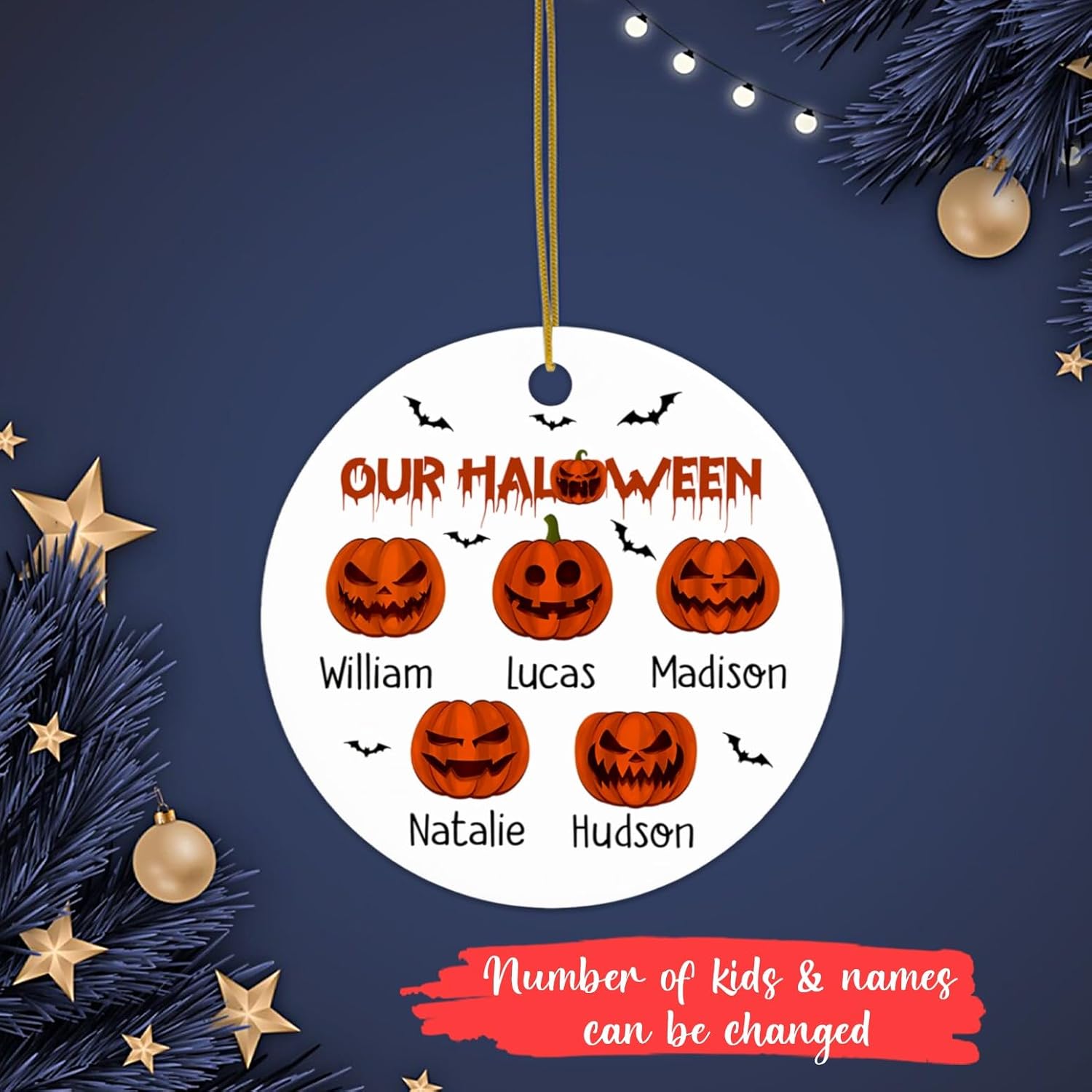 Adorno de Halloween personalizado para miembros de la familia, adorno de calabaza para Halloween, adorno de calabaza espeluznante de Halloween,
