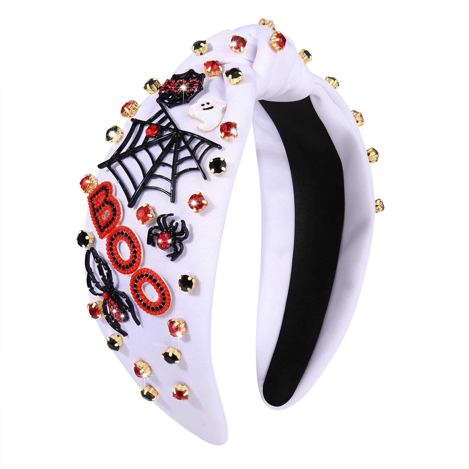 Diadema anudada de Halloween para mujer, de cristal, calabaza, caramelo, maíz, pata de gallo, disfraz de Halloween, accesorios para el cabello,