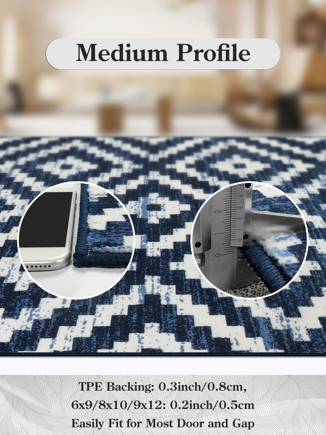 Lahome Alfombra lavable de 3 x 5 pies, diseño de enrejado geométrico marroquí, suave, antideslizante, no se desprende, alfombra de entrada impresa