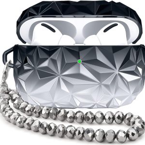 CAGOS Funda protectora para Airpods Pro 2, bonita funda protectora con forma de diamante de lujo para Airpods Pro de 2 generación 2022 con cordón y CAGOS Funda protectora para Airpods Pro 2, bonita funda protectora con forma de diamante de lujo para Airpods Pro de 2 generación 2022 con cordón y