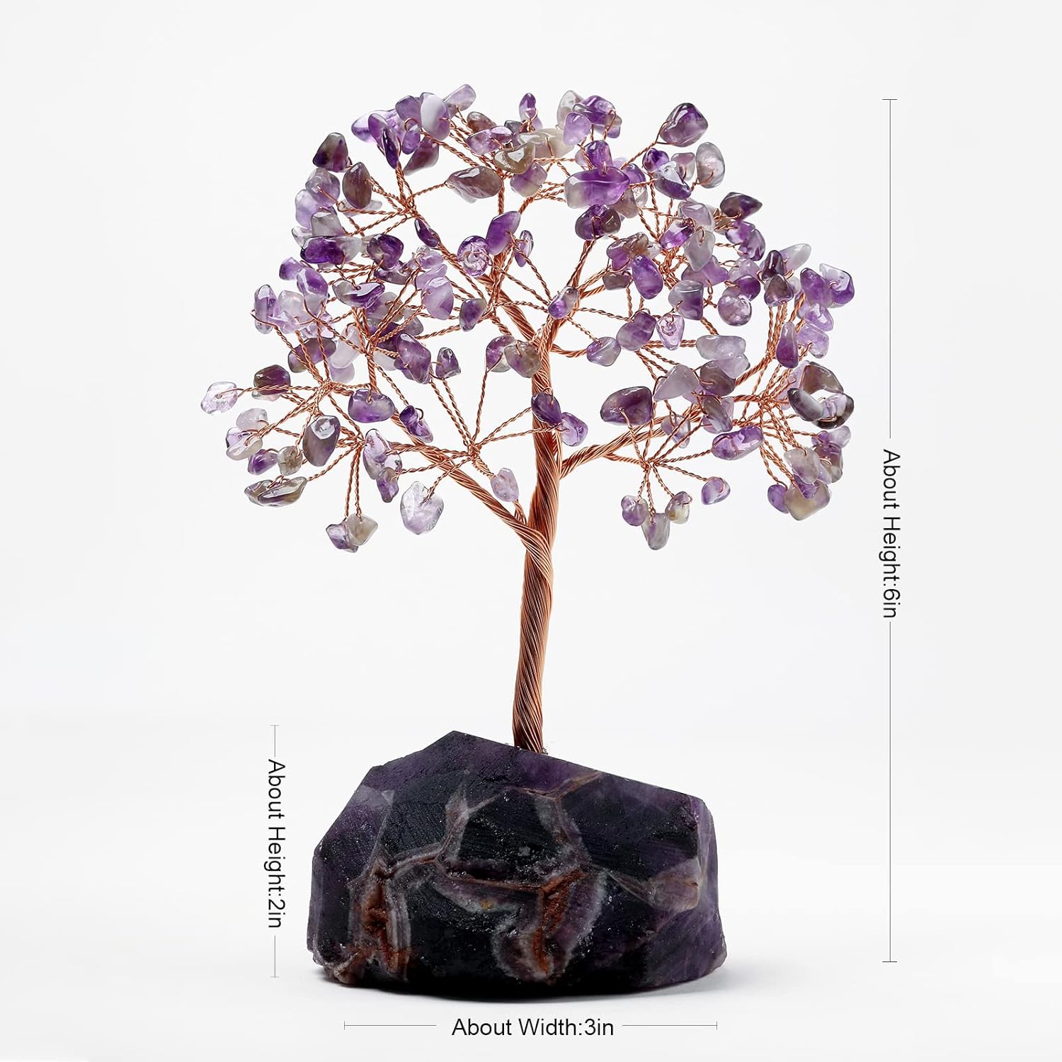 Amethyst Healing Crystals Stones Tree Natural Dream Amethyst Original Stone Base Copper Wire Tree Life Money Trees Feng Shui Reiki Spiritual Energy