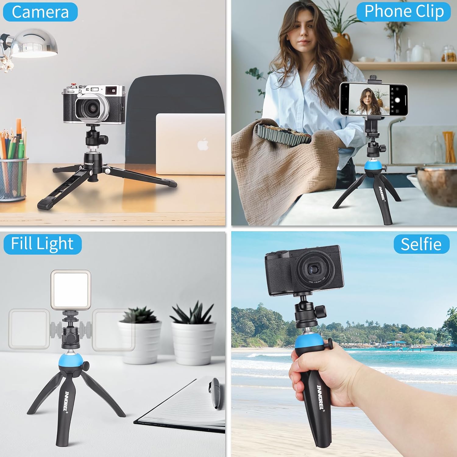 Mini Ball Head-INNOREL C19 Mount Tripod Head-CNC Metal Low Profile Ballhead 360 Pan 90 Tilt Trípodes Montaje con 38″ a 14″ Adaptador de 38″ a 14″