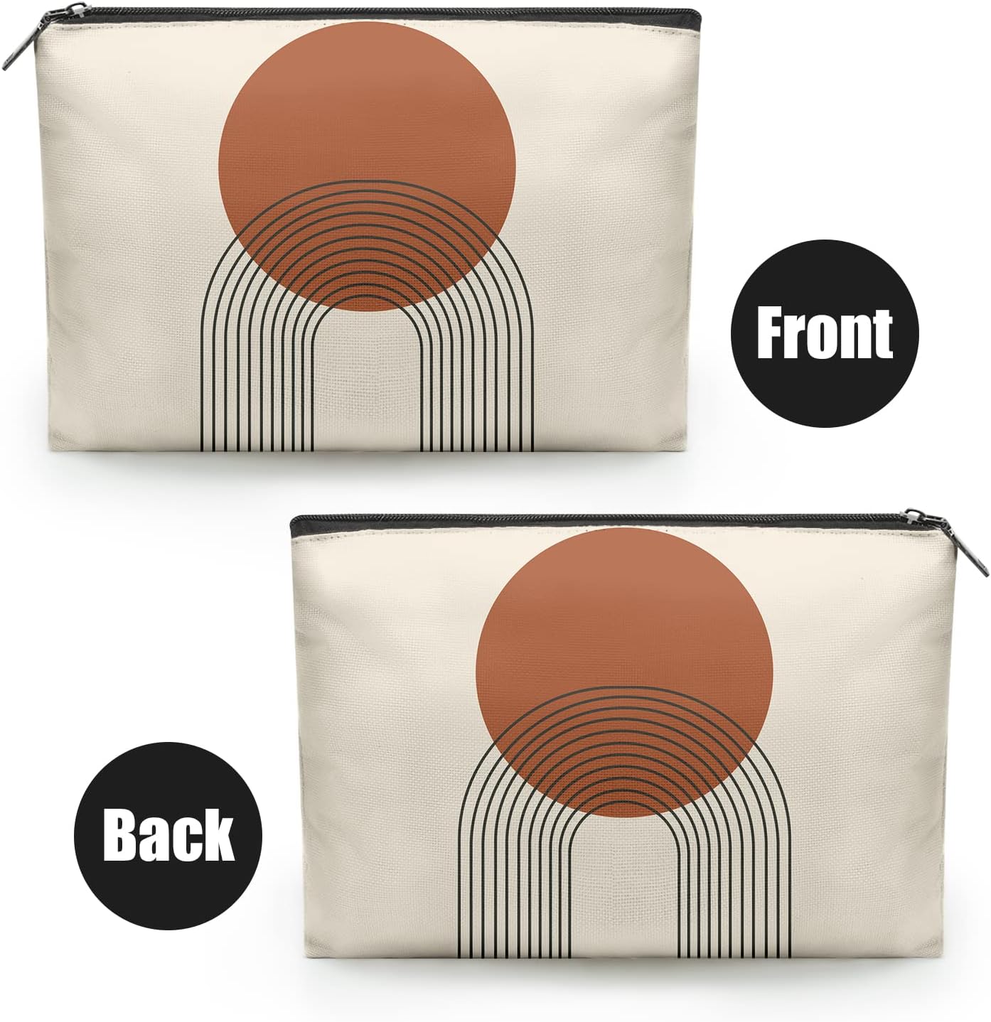 Bolsas de maquillaje de lunares en blanco y negro, patrón circular, bolsa de cosméticos, bolsa de aseo de viaje para mujeres y niñas, Redonda
