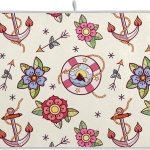 Lighthouse Ship Flowers Rope Arrows Anchor Drying Dish Mat Washnable Absorbent Kitchen Mat Counter Drying Matt Tapete Para Cocina 16” x 18” Lighthouse Ship Flowers Rope Arrows Anchor Drying Dish Mat Washnable Absorbent Kitchen Mat Counter Drying Matt Tapete Para Cocina 16” x 18”