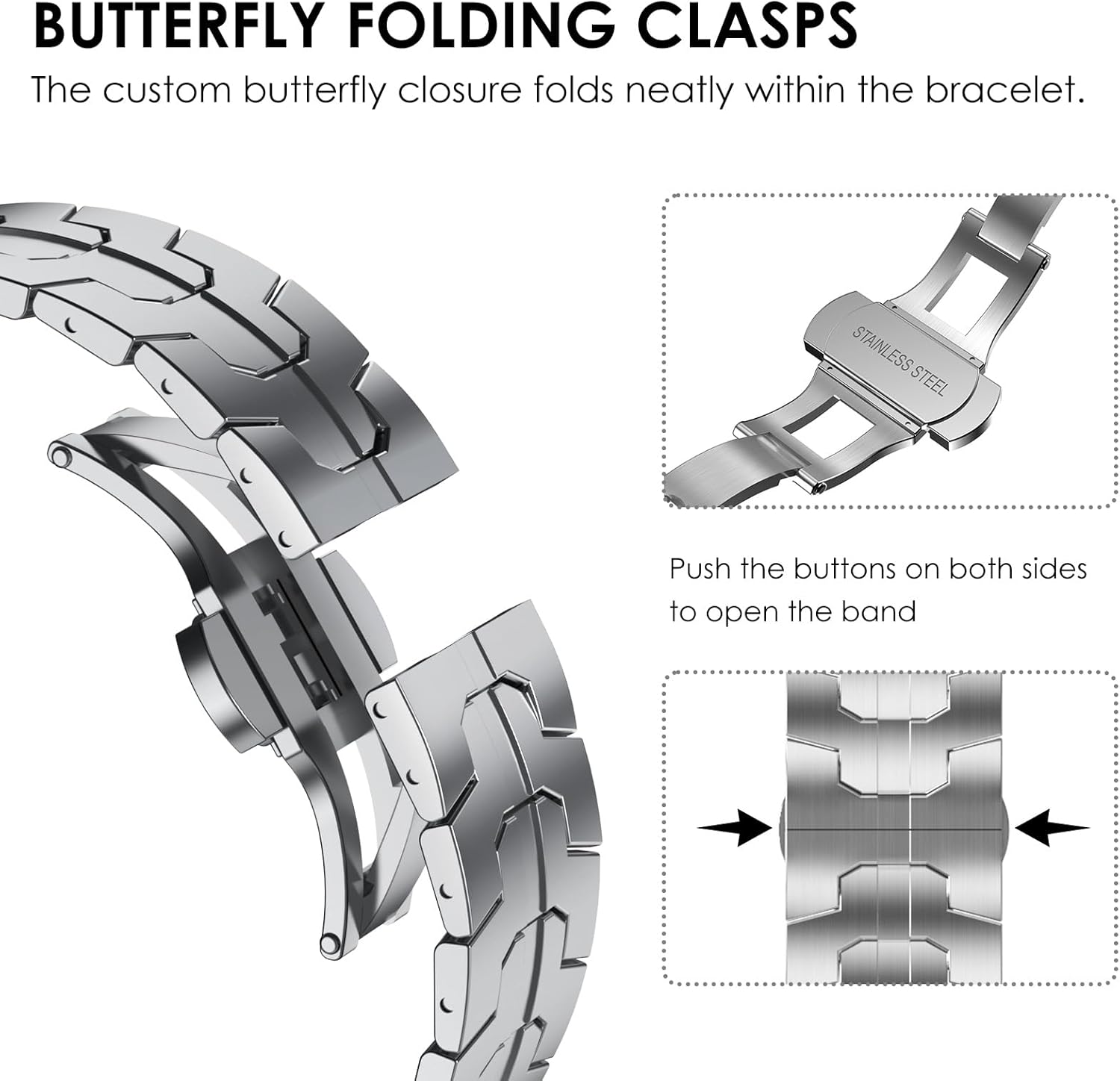 CHANCHY Correa de acero inoxidable para Samsung Galaxy Watch 6, pulsera sin brecha con cierre magnético, correa de metal para Galaxy Watch 5 Pro 5 4