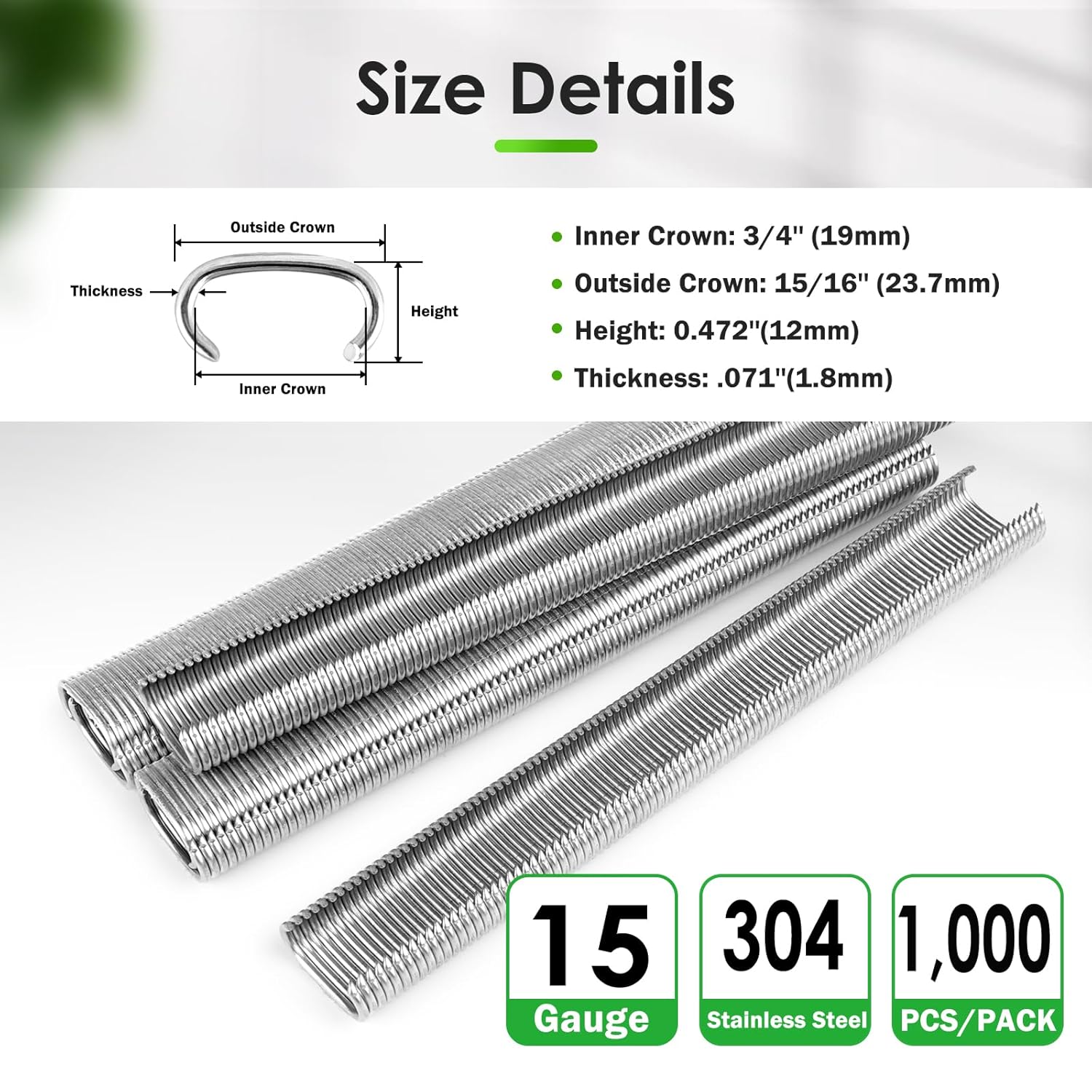 SC7 15 calibre 34 ” corona 304SS C anillo grapas C anillos Hog Rings en acero inoxidable 304