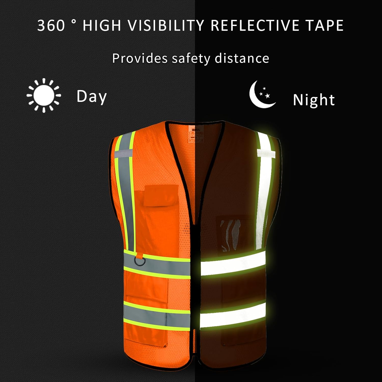 BeautyWill Chaleco de seguridad personalizado con logotipo, clase 2 personalizado de alta visibilidad, ropa de trabajo protectora para exteriores