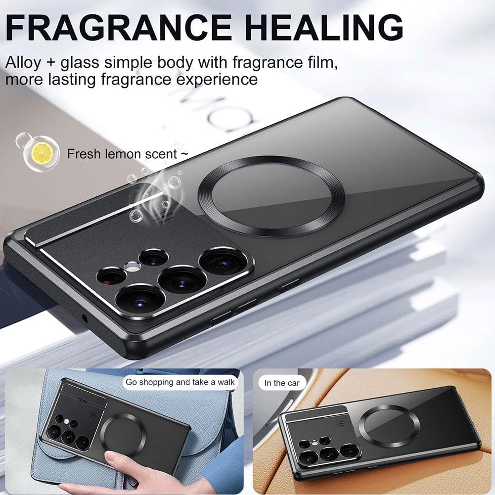 Para Samsung s22s23ultra Soporte plegable de succión magnética para aromaterapia, Streamer Metal esmerilado Soporte plegable magnético Shell púrpura