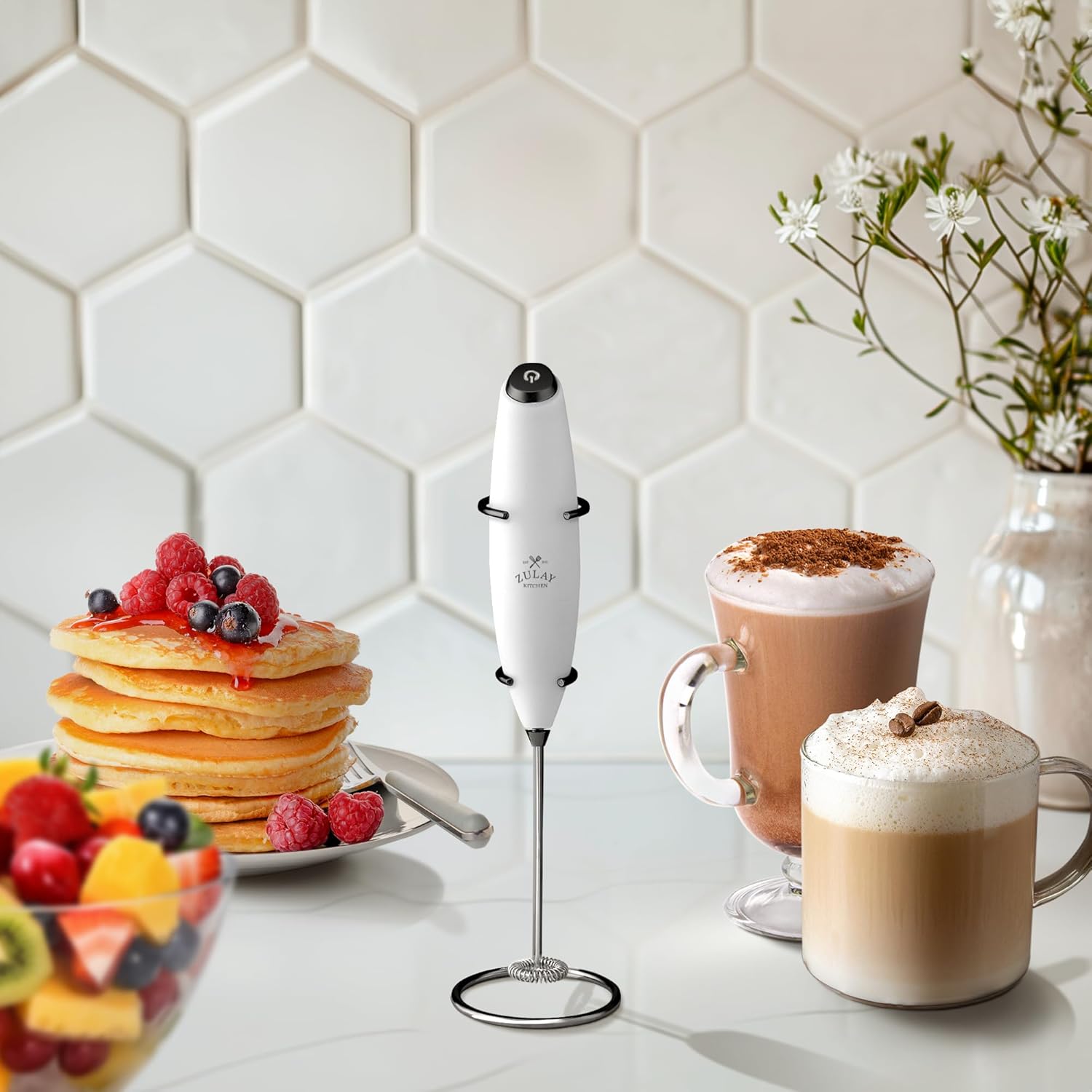 Zulay – Potente espumador de leche de mano para lattes, mezclador de bebidas para café, mini espumador para capuchino, frappé, matcha, chocolate